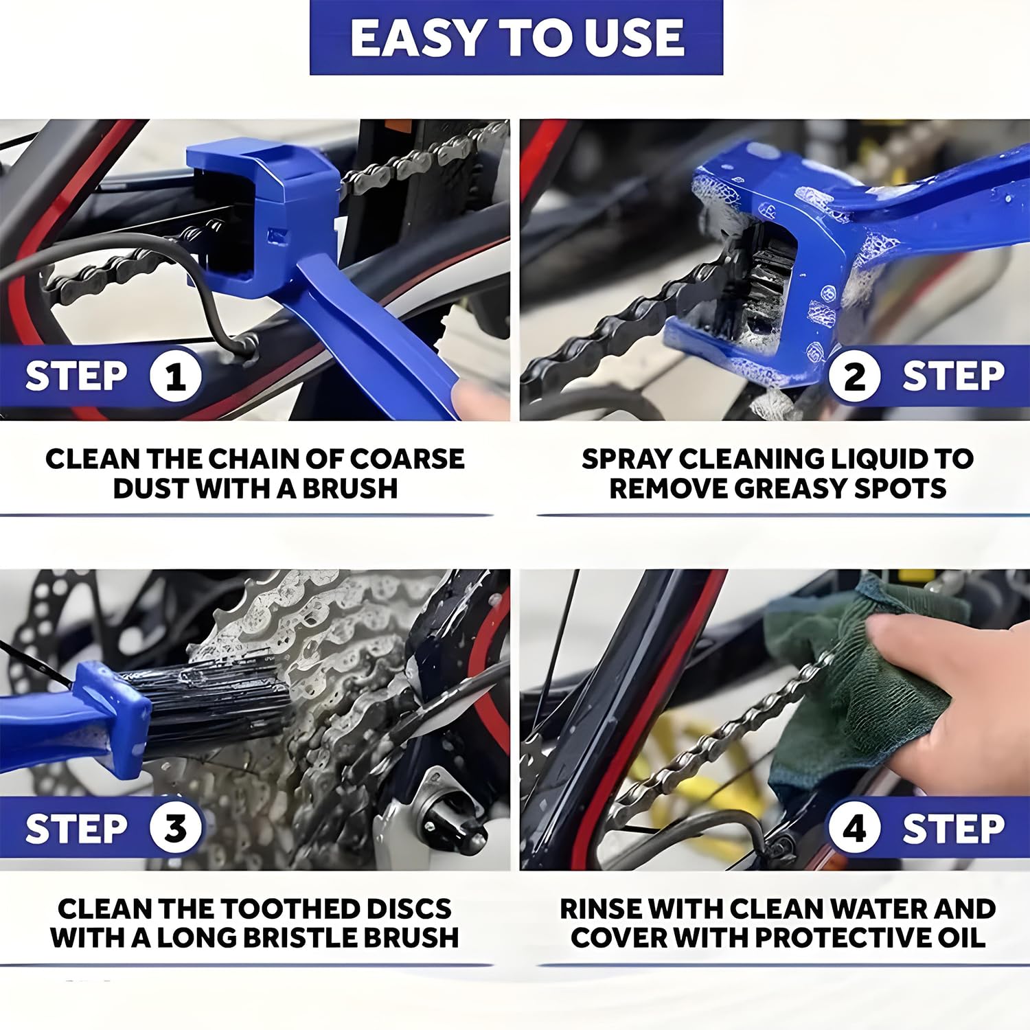 Oblivion Chain Cleaner Brush - Multi-Purpose Bike Chain Brush Cleaning Tool for Motorcycles & Cycles, Durable Soft & Long Bristles Ideal for Quick Cleaning of Cycles & Bicycles Maintenance (Pack of 1) 4
