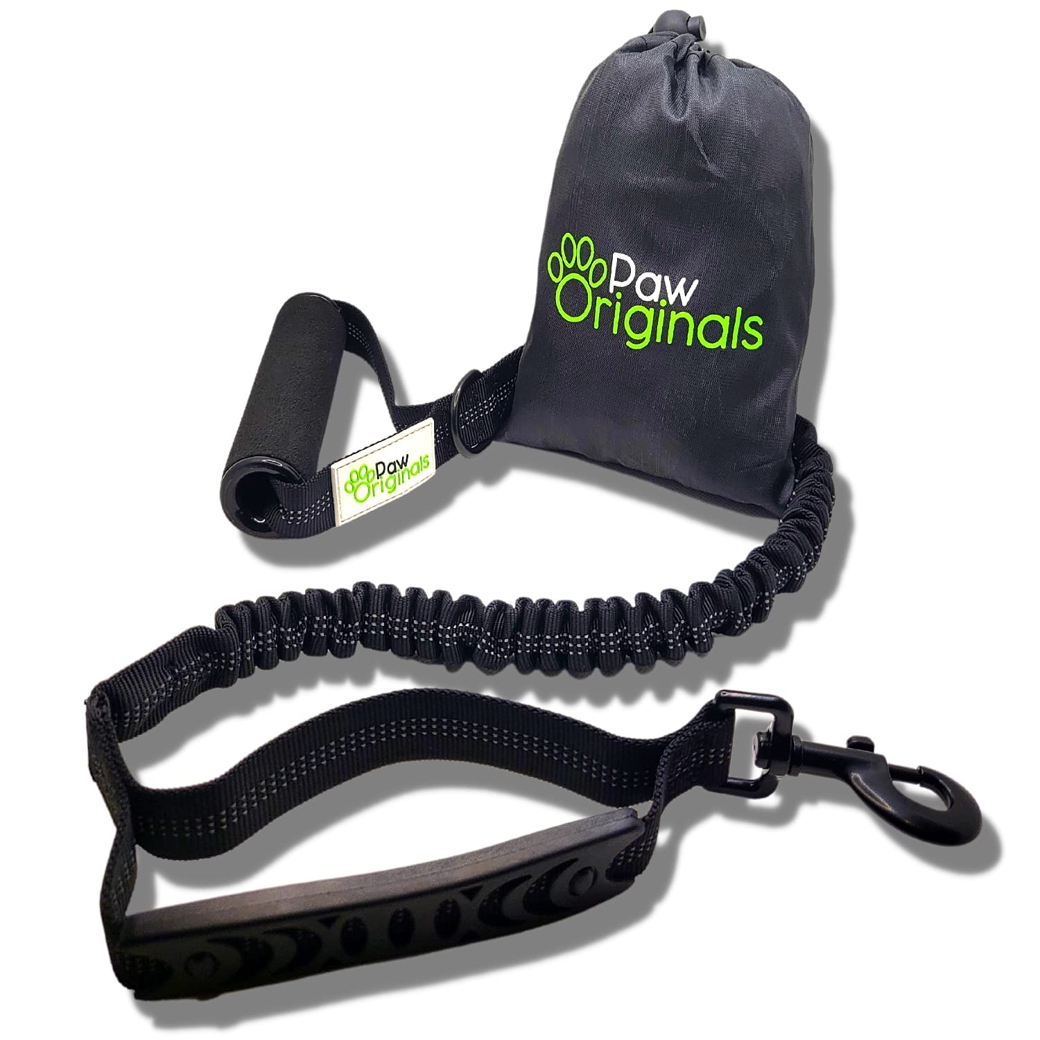 Paw Originals ® Bungee Dog Lead – Anti Pull Extra Strong Shock Absorbing Lead – For Large, Medium & Small Dogs – Reflective For Night Time Walking – Traffic Handle & Comfort Foam Handle