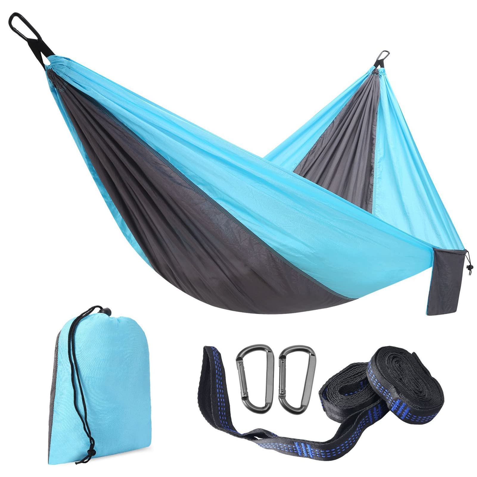 Camping Hammock, 210T Lightweight Nylon Parachute Hammocks, Ultra-light, Quick-drying, Breathable Outdoor Travel Hammocks for Travel, Beach, Backyard, Patio, Hiking (275x140cm/108x55inch,TC-14)