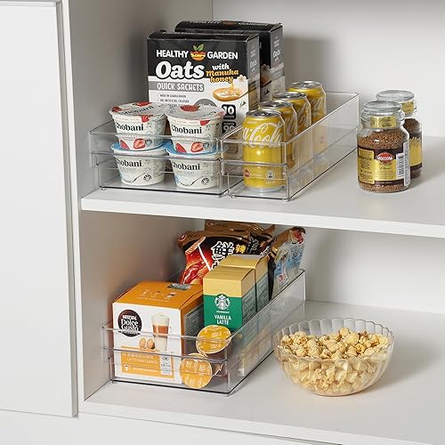 Miniatura 8 de Contenedores de almacenamiento de plástico, paquete de 2 cubos organizadores apilables para refrigerador, contenedores de almacenamiento para