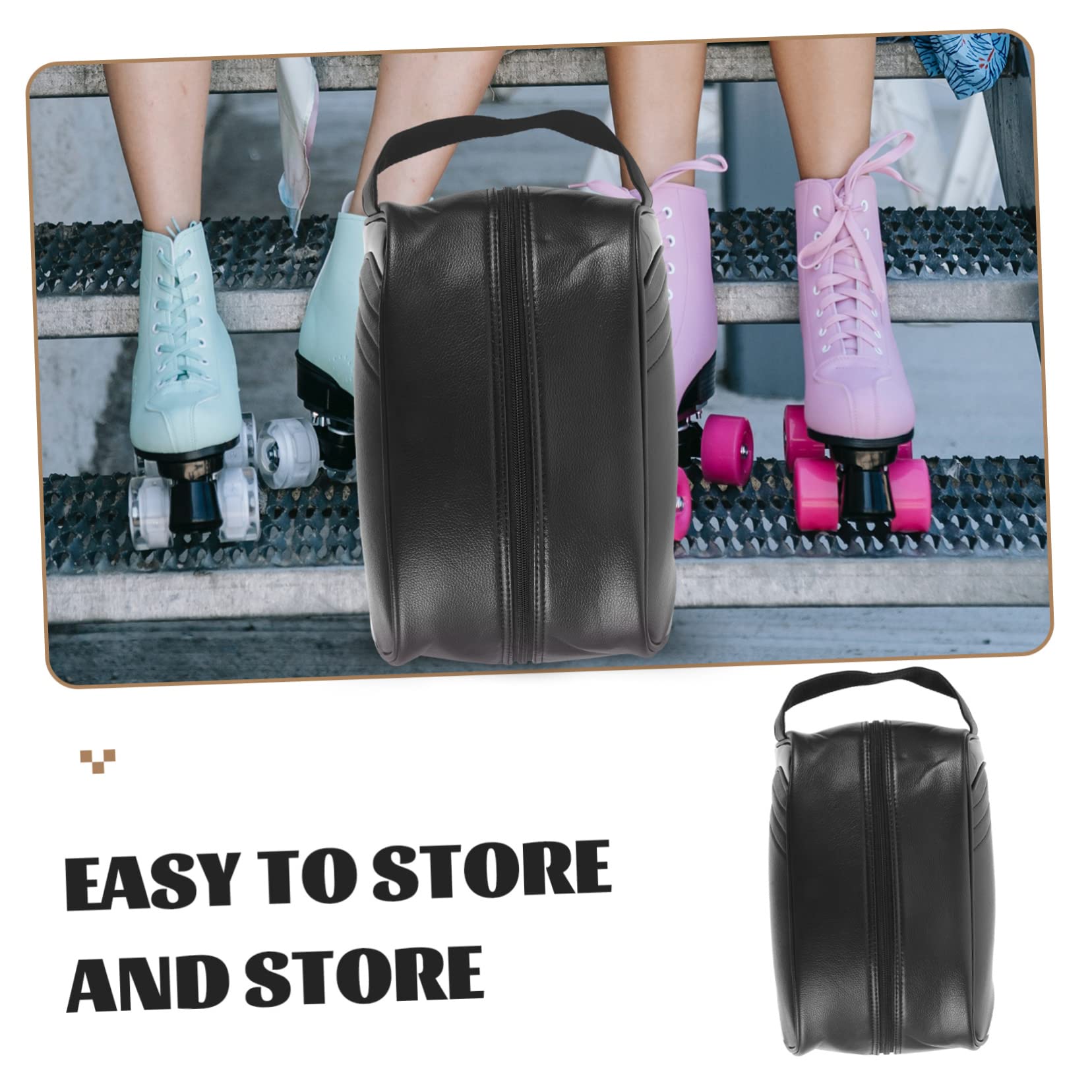 Bolsa para Zapatos de Golf Portátil, Negra, de Cuero