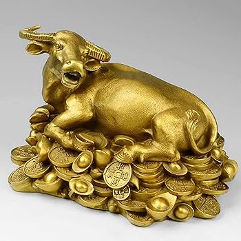 ツナマヨ　　【縁起物】　金の牛 Amazon.co.jp: 風水中国干支真鍮の牛/雄牛の像金の雄牛がインゴットを