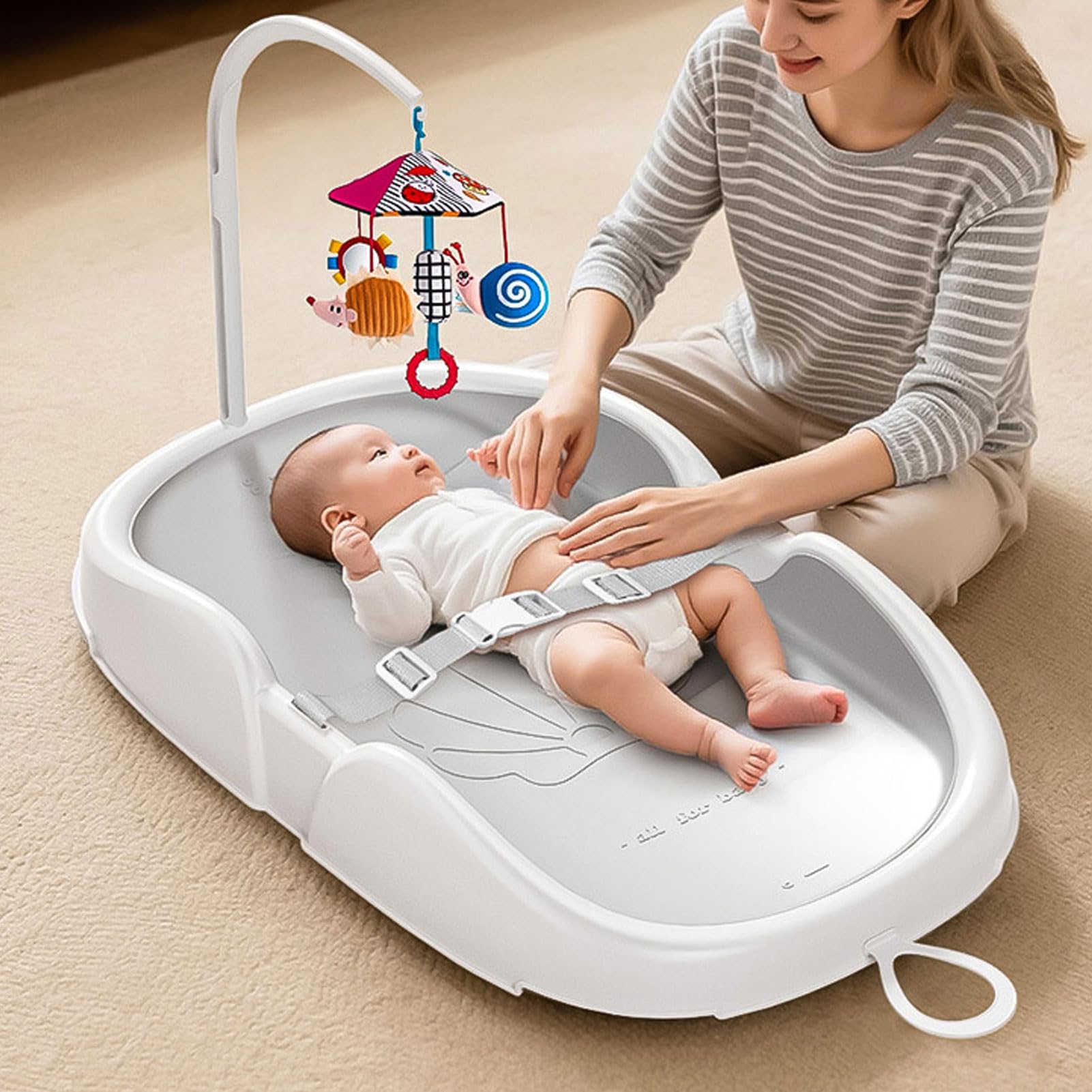 ViaGasaFamido Baby-Wickelstation, Faltbare Windel-Wickelunterlage mit Badefunktion für Neugeborene, Kleinkinder, Kompakte Reise-Kinderzimmer-Aufbewahrung, Kunststoffoberfläche (Grau-weiß)