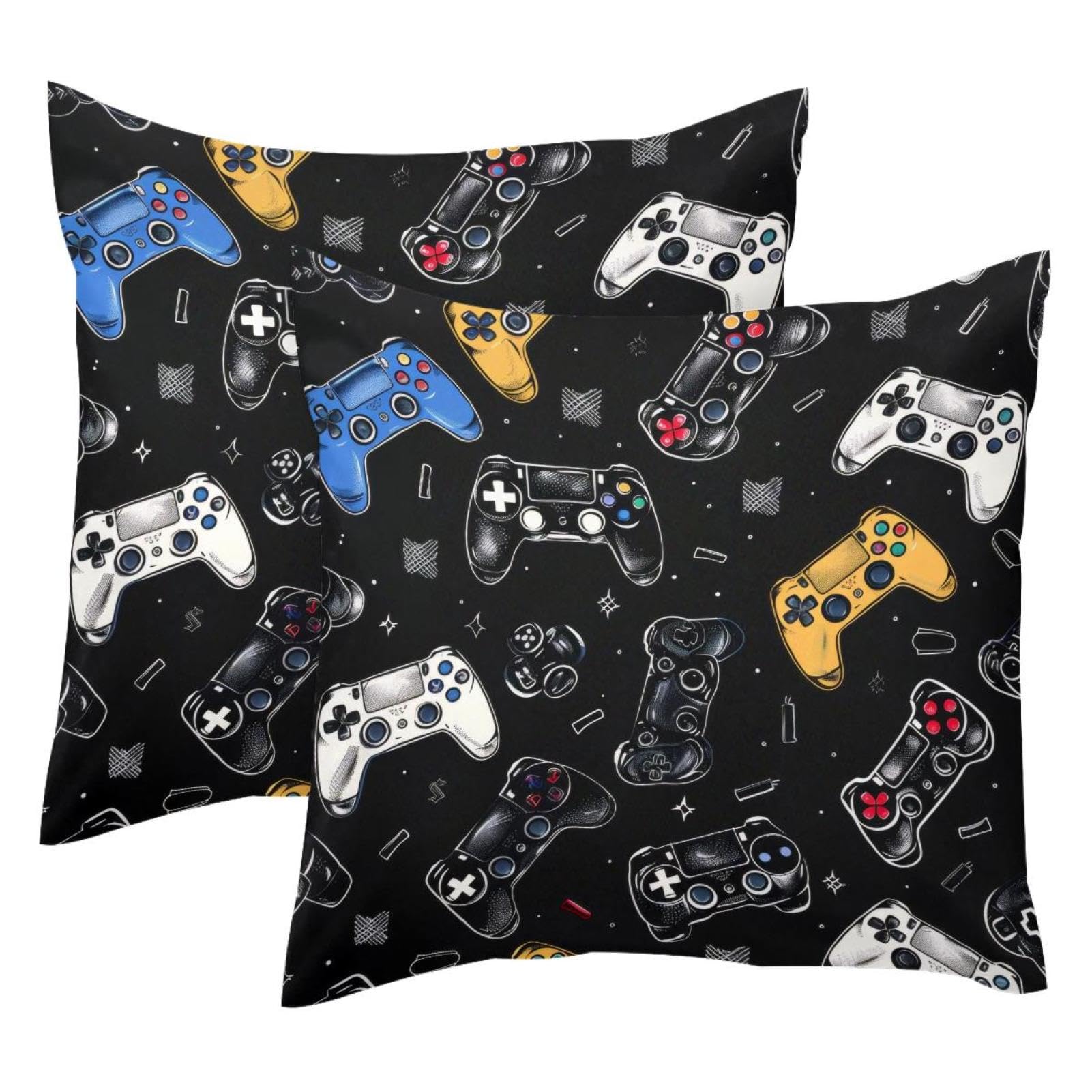 Housse de coussin velours manette de jeu 50x50 cm lot de 2 pour remplacer vos housses usées