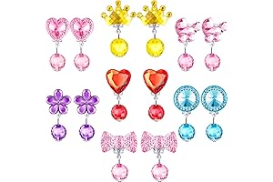 7 Pairs Girls Clip on Earrings - Pretend Play Princess Jewelry Earring...