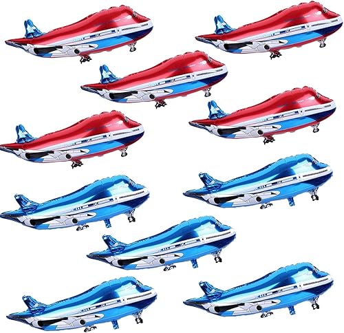 Jiahaoppx 10 globos de avión, globos de aluminio de Mylar para baby shower, juguetes para fiestas temáticas, suministros de decoración de cumpleaños