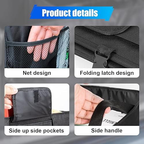 Miniatura 3 de Organizador de maletero de automóvil, caja de almacenamiento de tela Oxford 600D impermeable, plegable de gran capacidad, organizador de