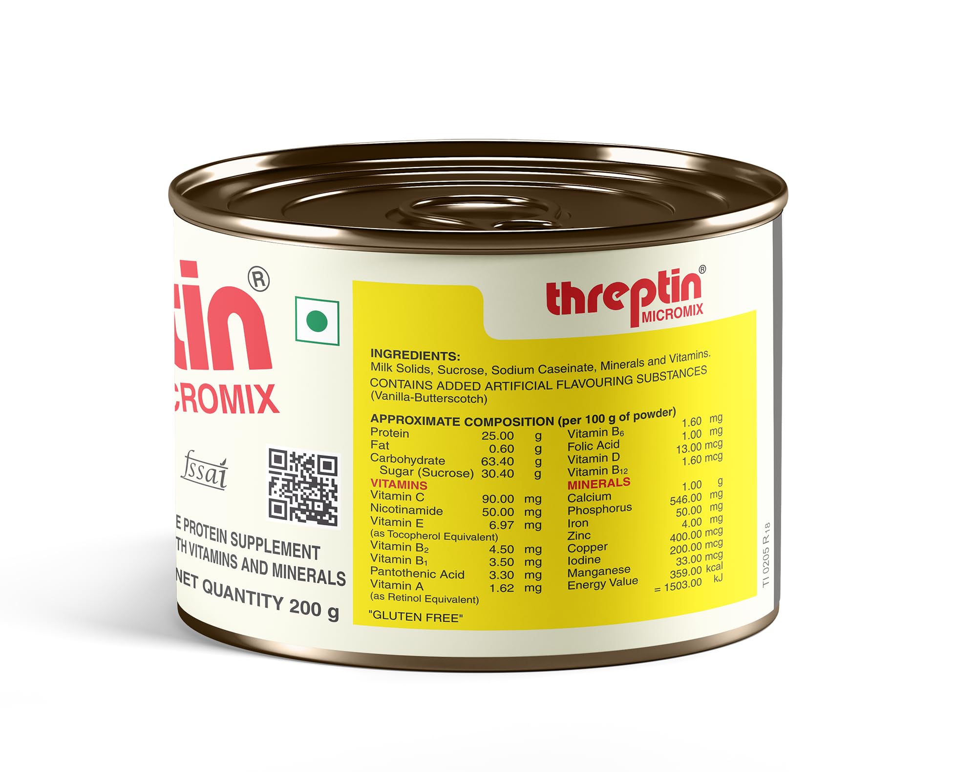 Threptin Protein Powder | 200g (27 Servings) | Vanilla Flavor | Casein-Based Protein with 18 Vitamins & Minerals + Antioxidants | Supports Recovery, Weight Gain & Overall Health for Men, Women & Kids