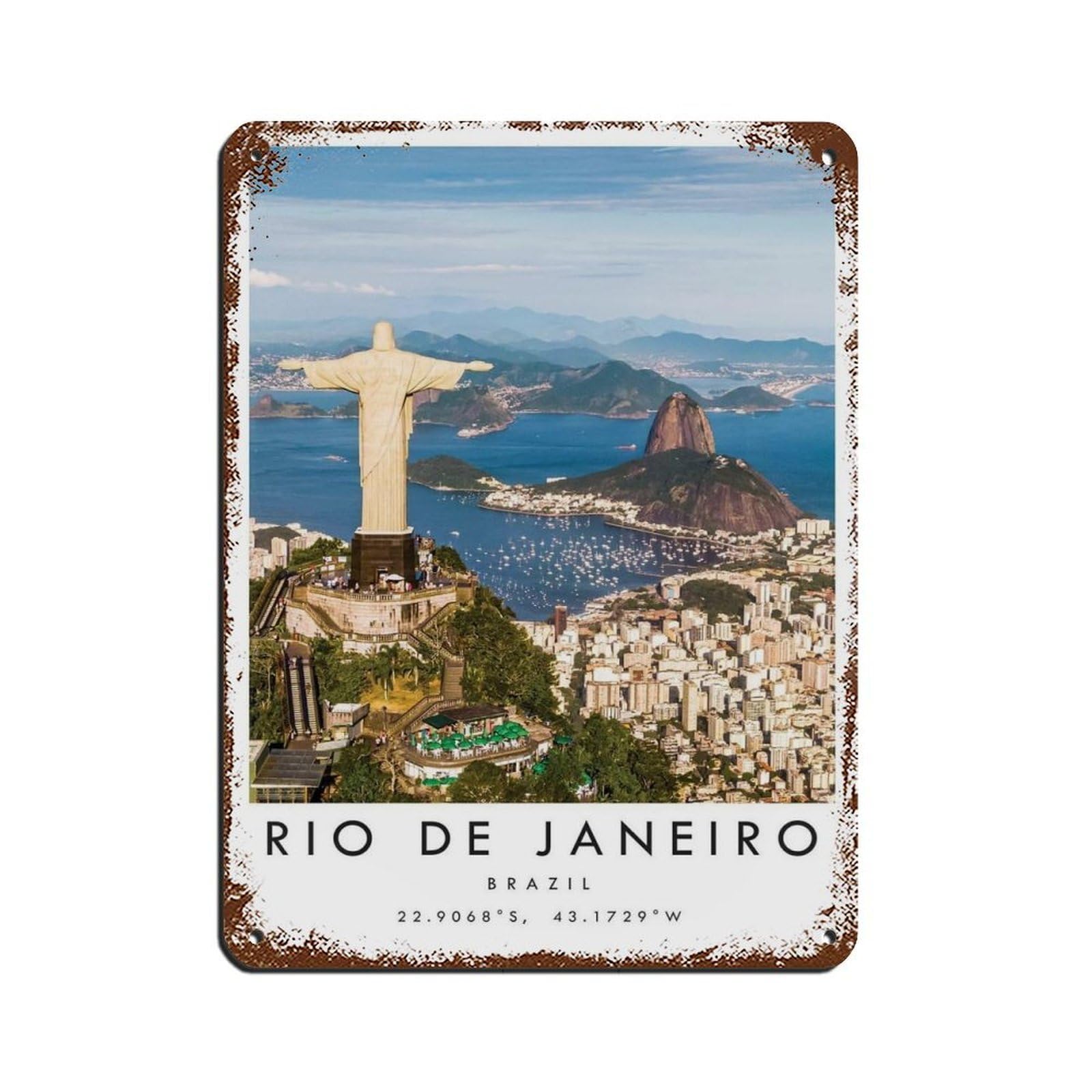 Rio De Janeiro Travel, Brazil Travel Poster (2) Tin Sign Vintage Metal Pub Club Cafe Bar Home Wall Art Decoration Poster Retro 12x16inch(30x40cm)