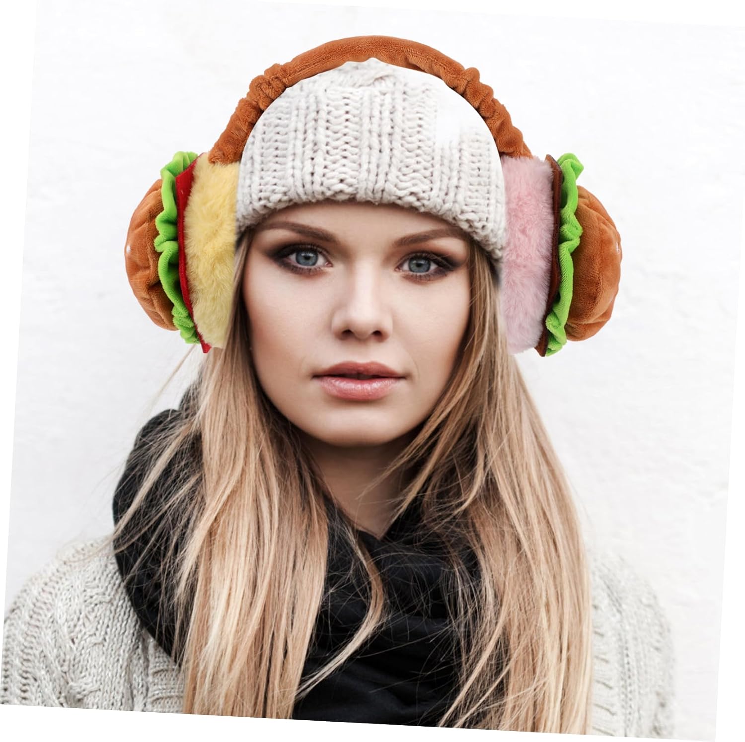 Cute Hamburger Ear Warmers Thermal Earmuffs for Boy Girl Foldable Design for Outdoor Activities Comfortable Ear Covers for Cold Weather
