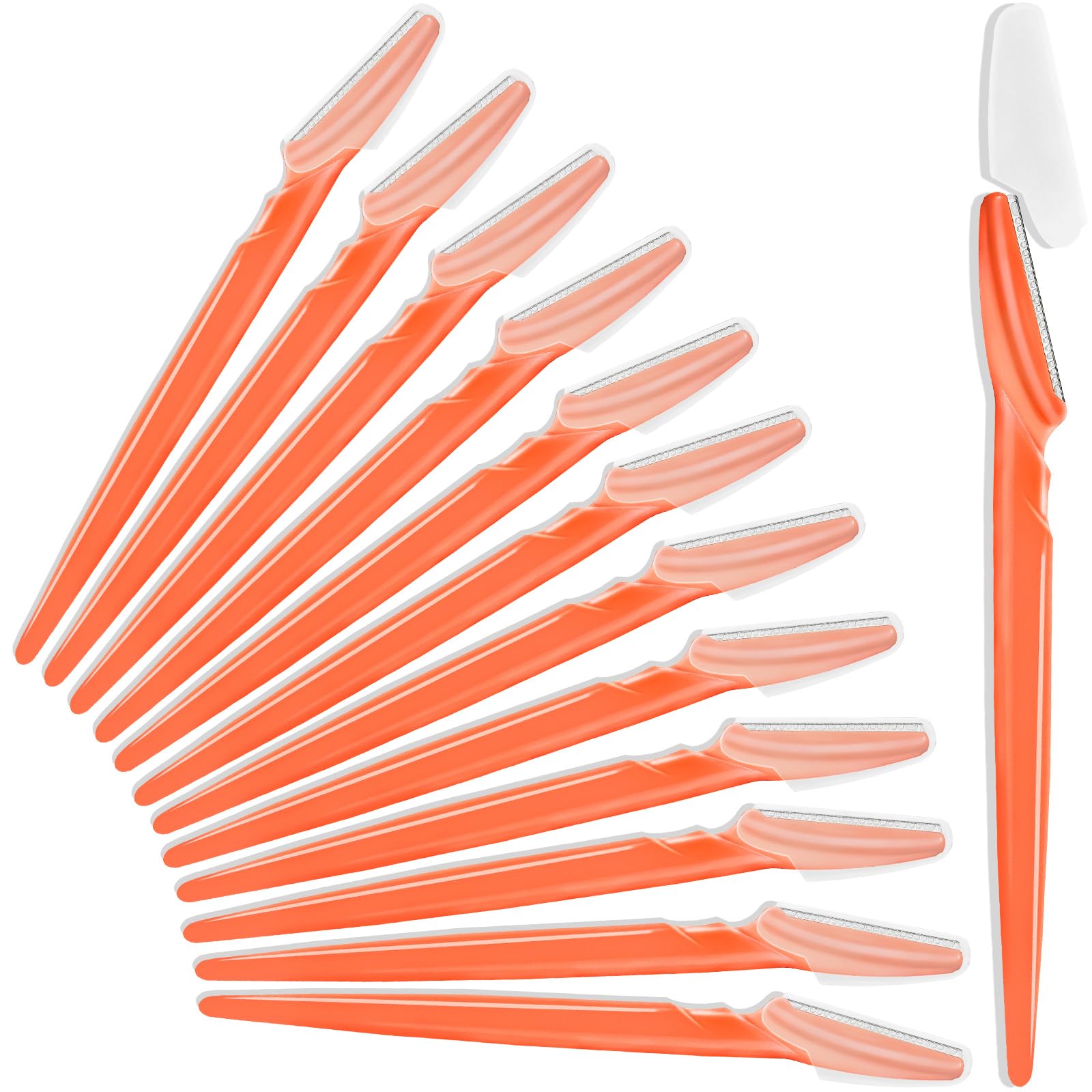 12 Pcs Orange-red Eyebrow Razors Face Razors Multipurpose Exfoliating Dermaplaning Tools Eyebrow Trimmers Shaver with Protective Cover Facial