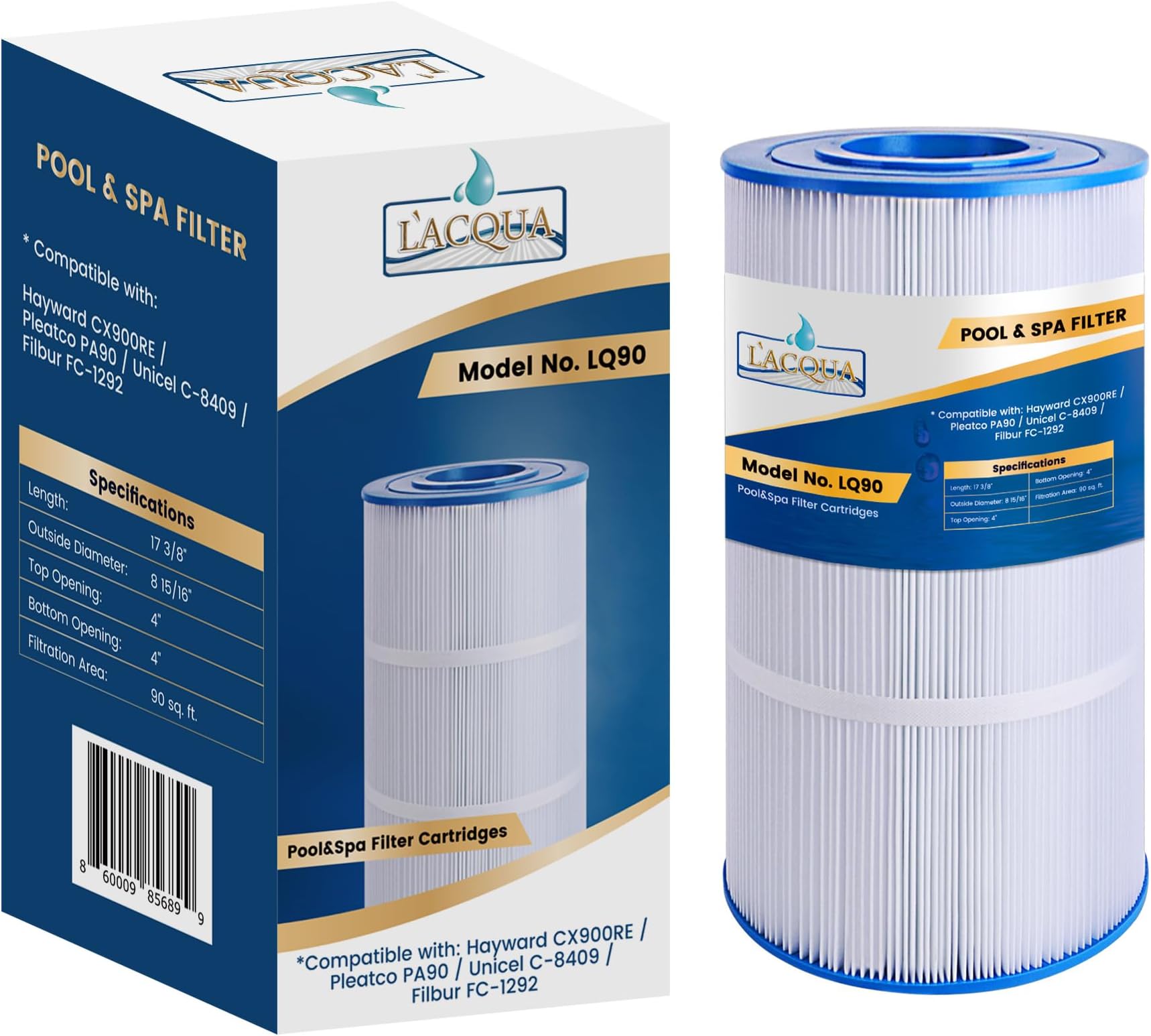 Replacement Pool Filter Cartridge 90 Sq.Ft - Fits Unicel C-8409, Hayward CX900RE, PA90