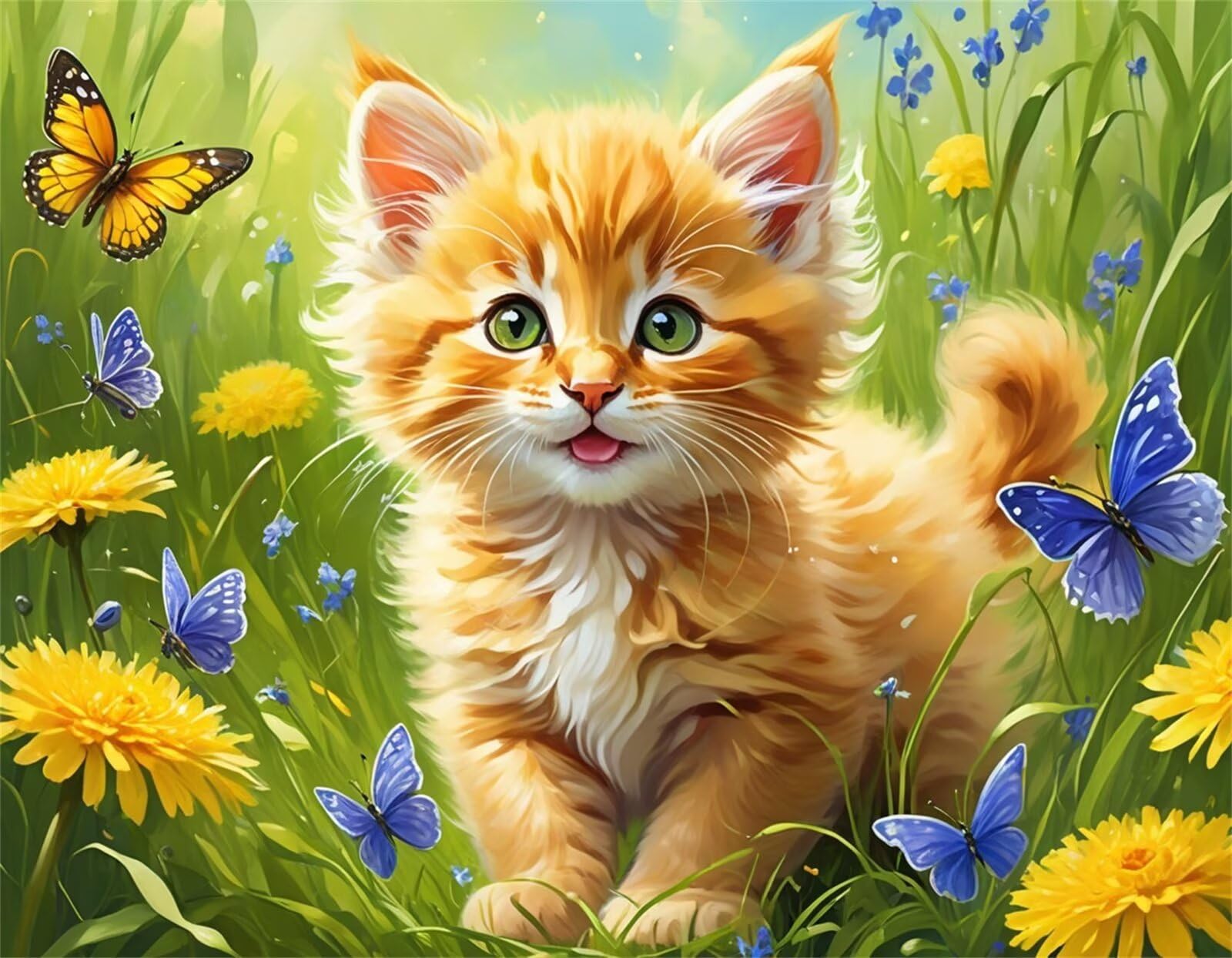 Puzzle 1500 Pezzi Adulti Gatto dell'erba verde 87x57cm, Puzzle Classico Antistress, Rompicapo per Esperti, Hard Difficult Challenging Puzzle Perfetto per Serate di Gioco
