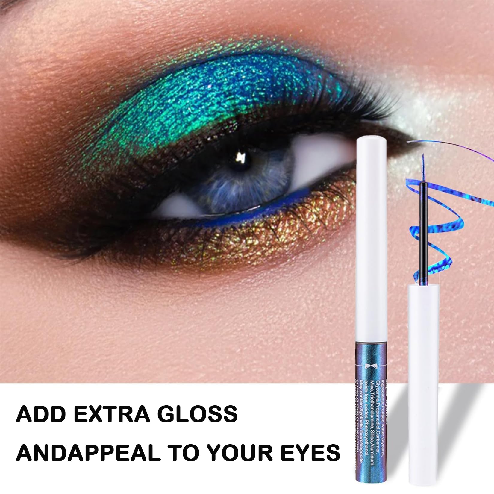 3 PCS Chameleon Glitter Liquid Eyeliner Pens, Quick-Dry Smudge-Proof, Metallic Shine Aurora Glow - Image 3