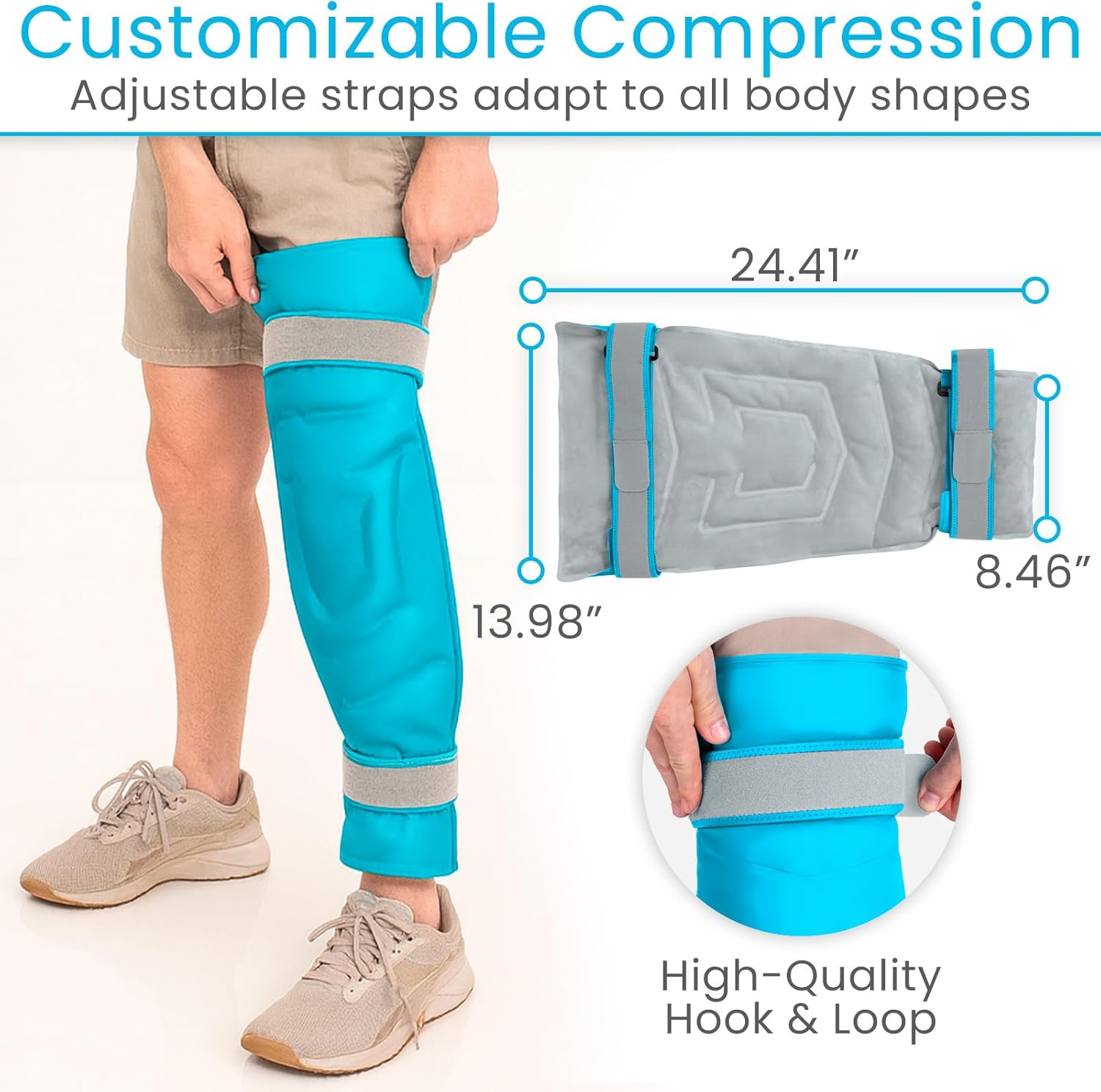 Arctic Flex Full Leg Ice Pack Wrap (Hot & Cold Therapy) - Large, Reusable Gel Ice Pack for Injuries & Swelling - ICY Sleeve for Leg Pain Relief - Cold/Hot Wrap for Thigh, Hips, Knee, Shins & Back