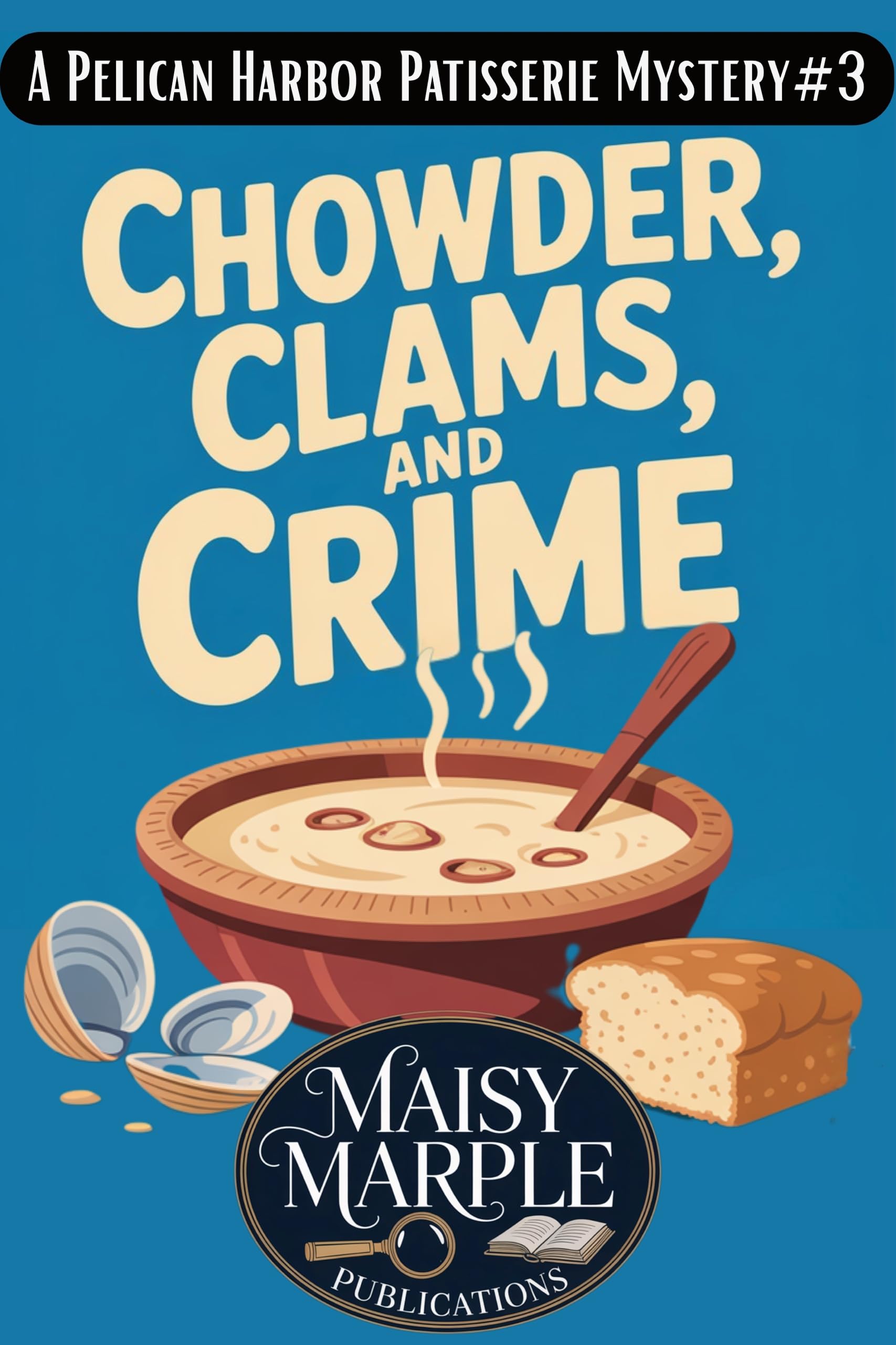 Chowder, Clams, and Crime: A Small Town Culinary Cozy Mystery with Cat (Pelican Harbor Patisserie Mysteries Book 3)