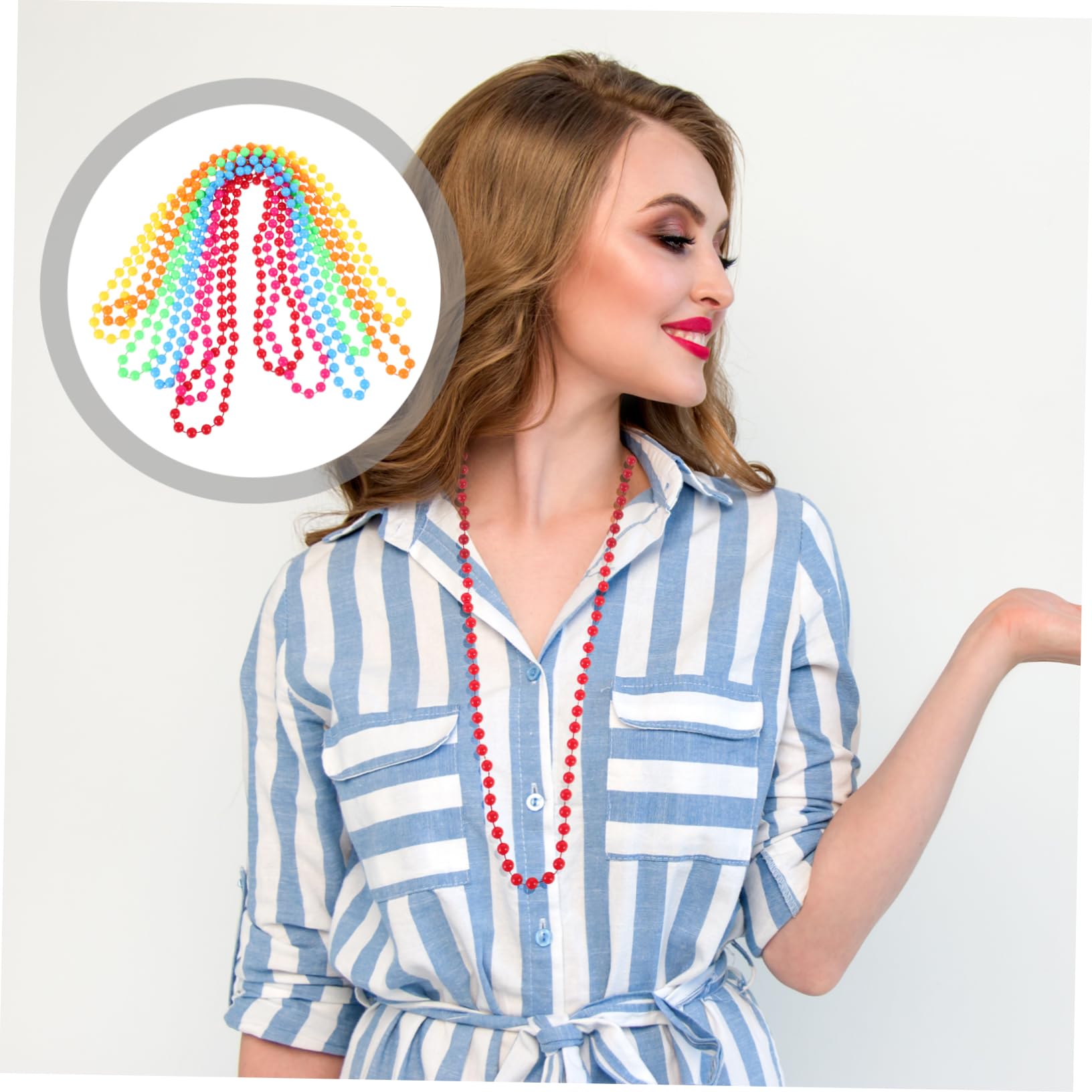 HANABASS Collier Néon de Bal Masqué 12pcs en Plastique, Style Rétro | 6 Couleurs, Accessoire Léger et Polyvalent, pour Styles Mode et Accessoires de Scène