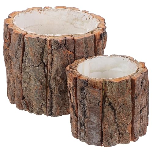 YARNOW Wooden Plant Pot 4 Inch Driftwood Planter Natural Wood