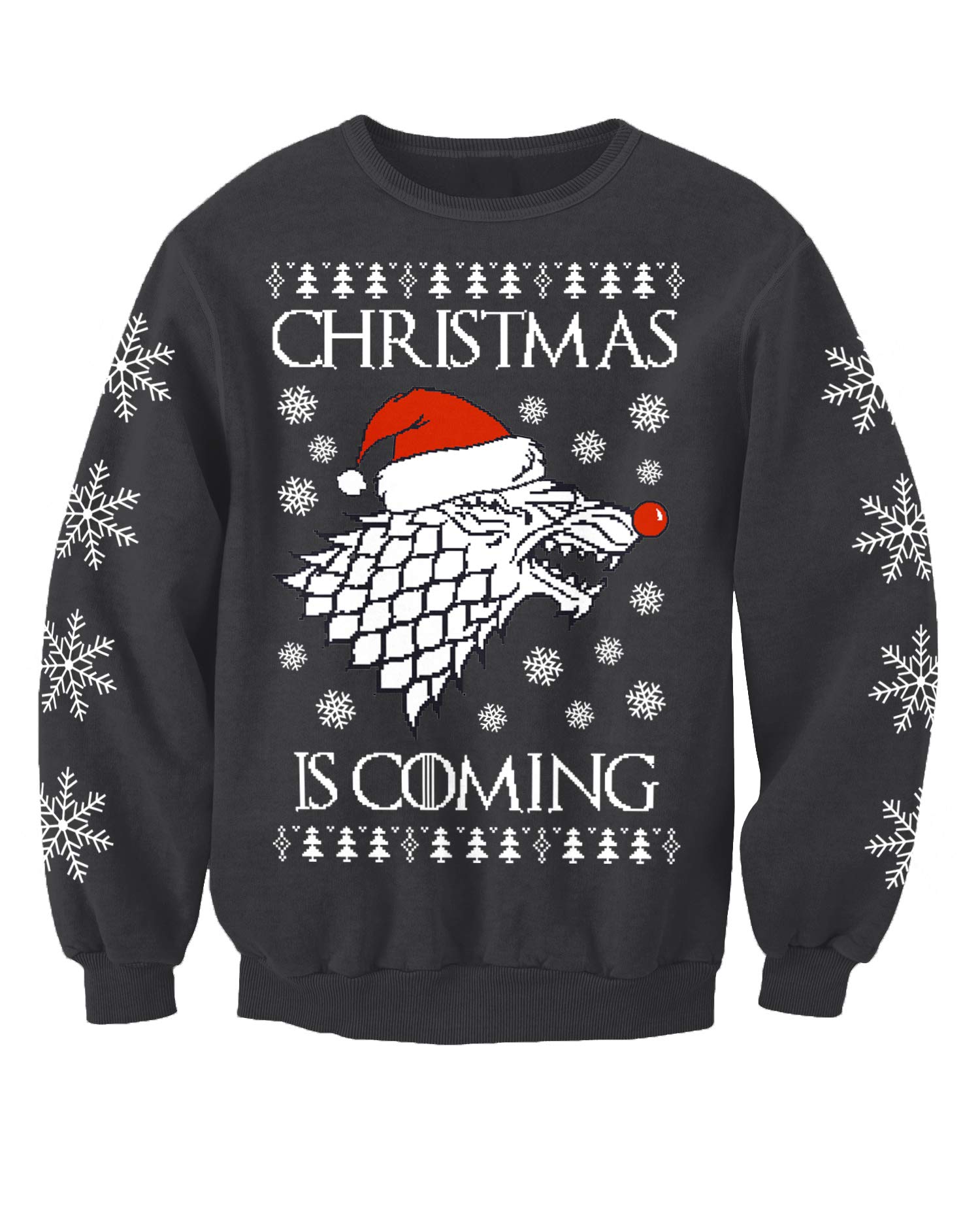 Christmas Jumpers - Nostalgic Unisex Grey Winter Is Coming Thrones Inspired Christmas Jumper Sweatshirt (Uk, Alpha, Xxl, Xxl, Regular, Regular, )