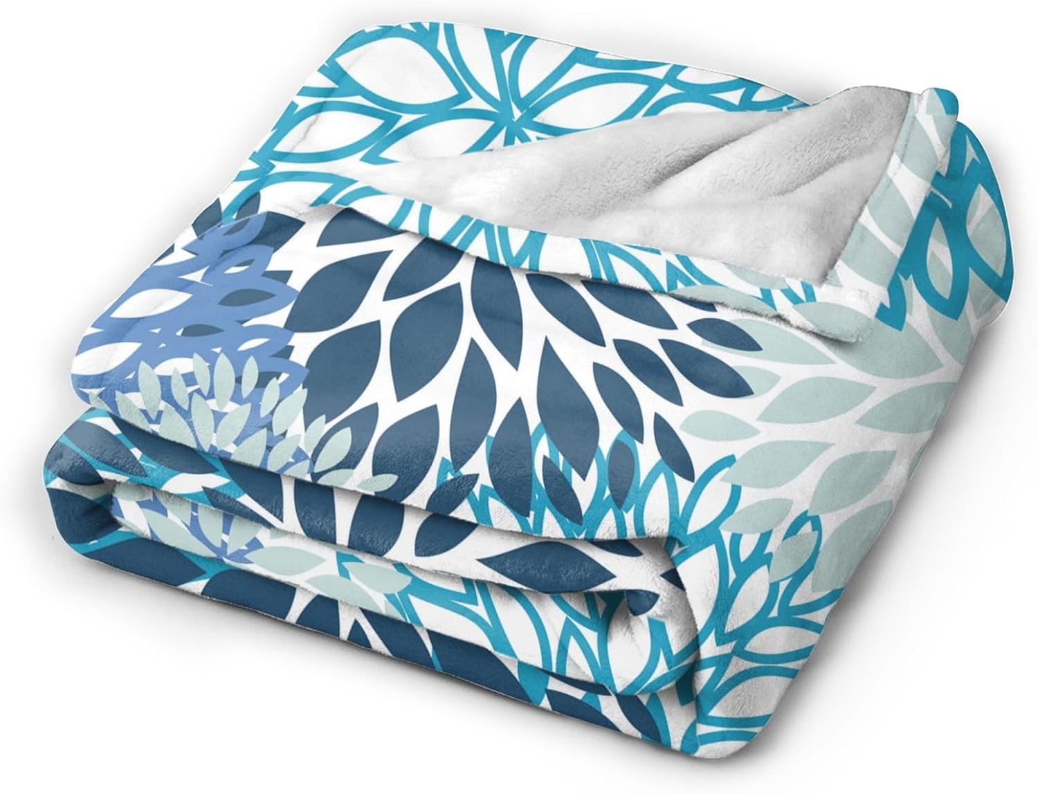 Blue and Navy Chrysanthemum Floral Throw Blankets All Season Ultra Soft Warm Daisy Flowers Fleece Blanket for Home Bed Sofa Couch Chair Outdoor Travel Camping 50x40 Inch