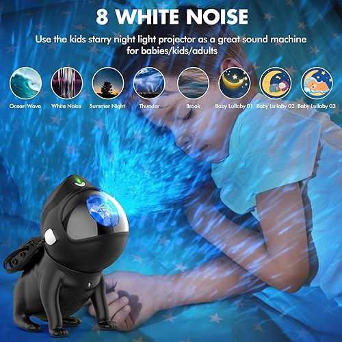 Miniatura 4 de Proyector de estrellas Space Dog, proyector de luz de galaxia, proyector de galaxia para dormitorio, lámpara con temporizador y control remoto,