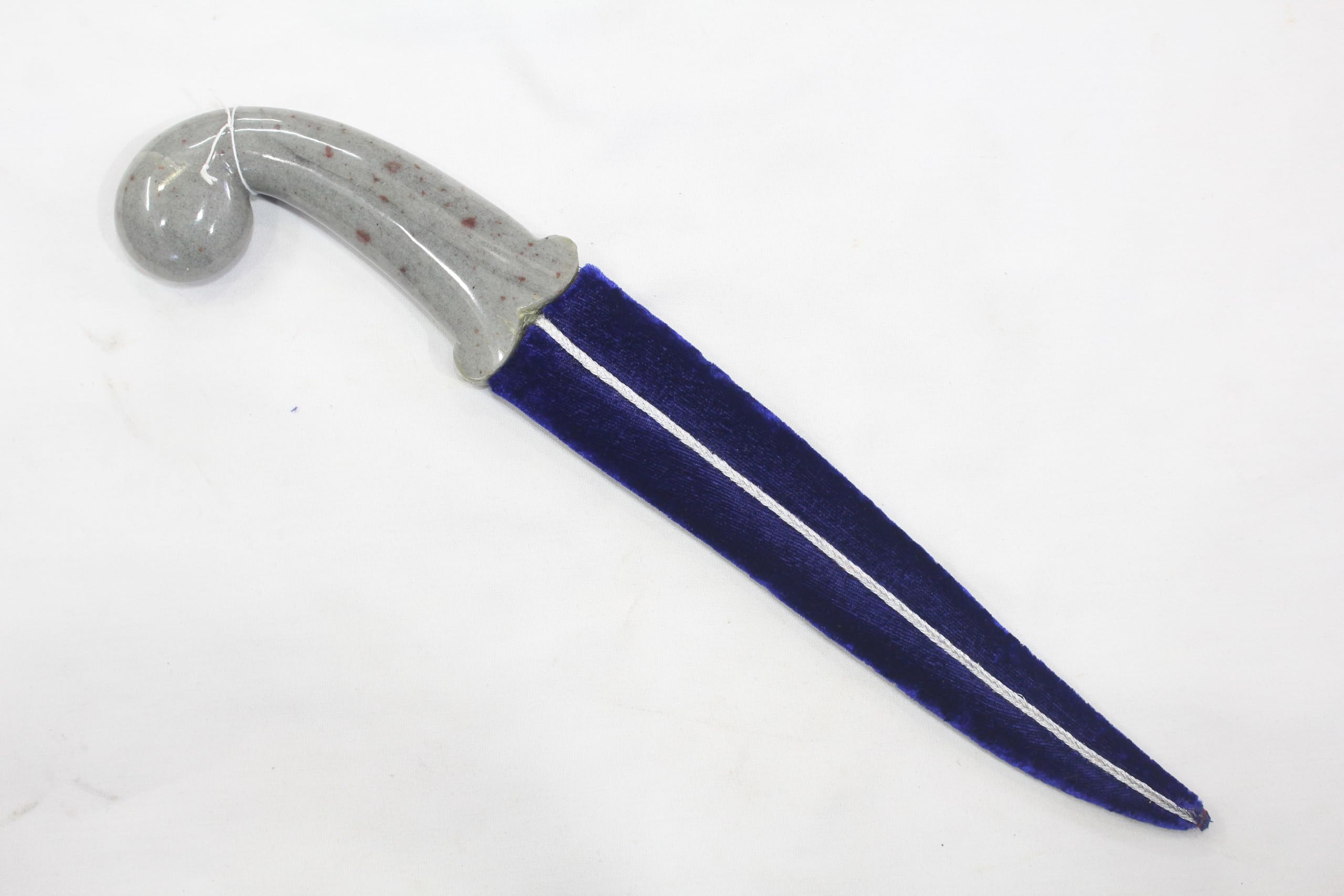 Rajasthan Gems Dagger Knife Grey Jade Stone Handle Silver Work Damascus Steel Blade W 440