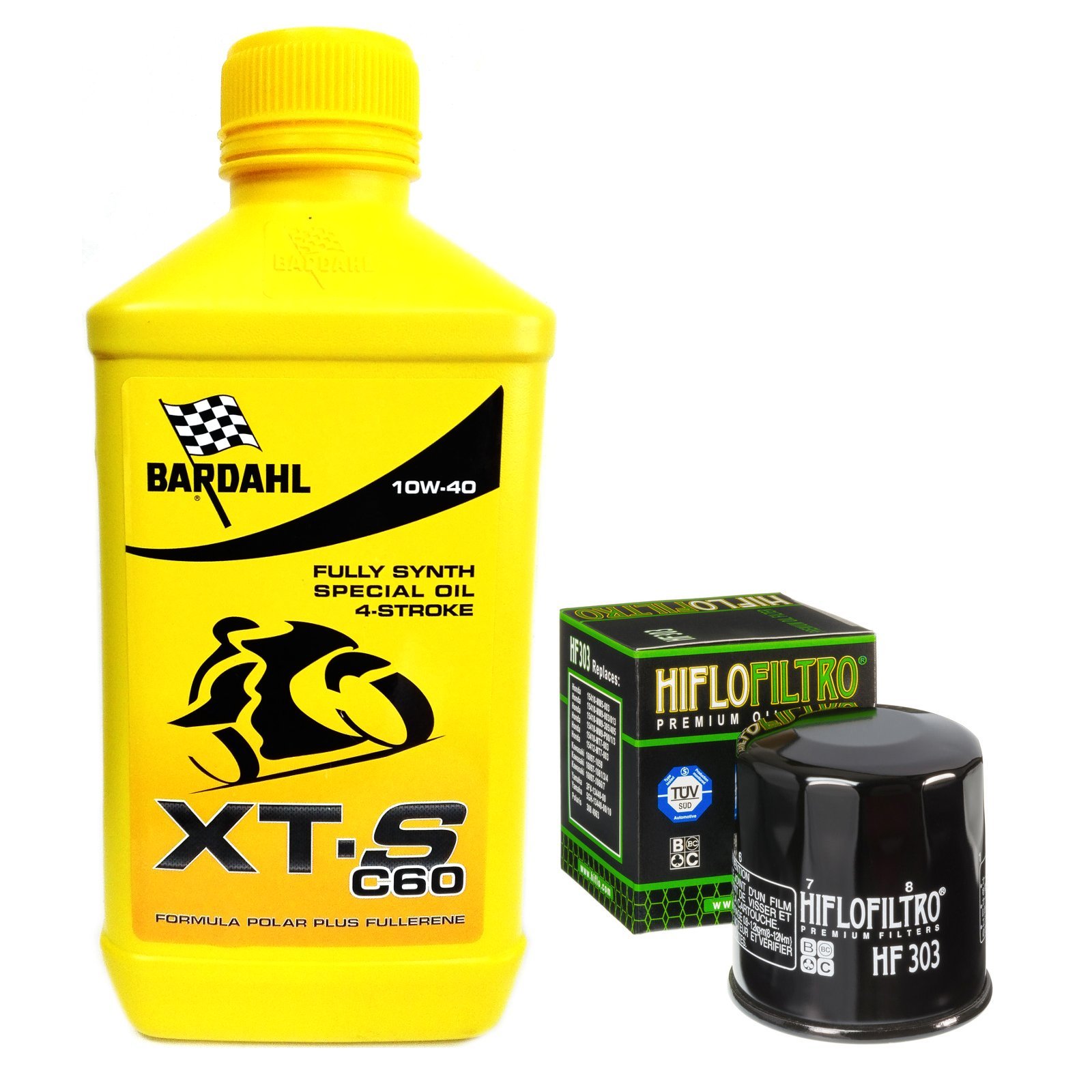 Kit Tagliando 4L Bardahl XTS C60 10W40 + Filtro Olio HifloFiltro HF303 per Moto