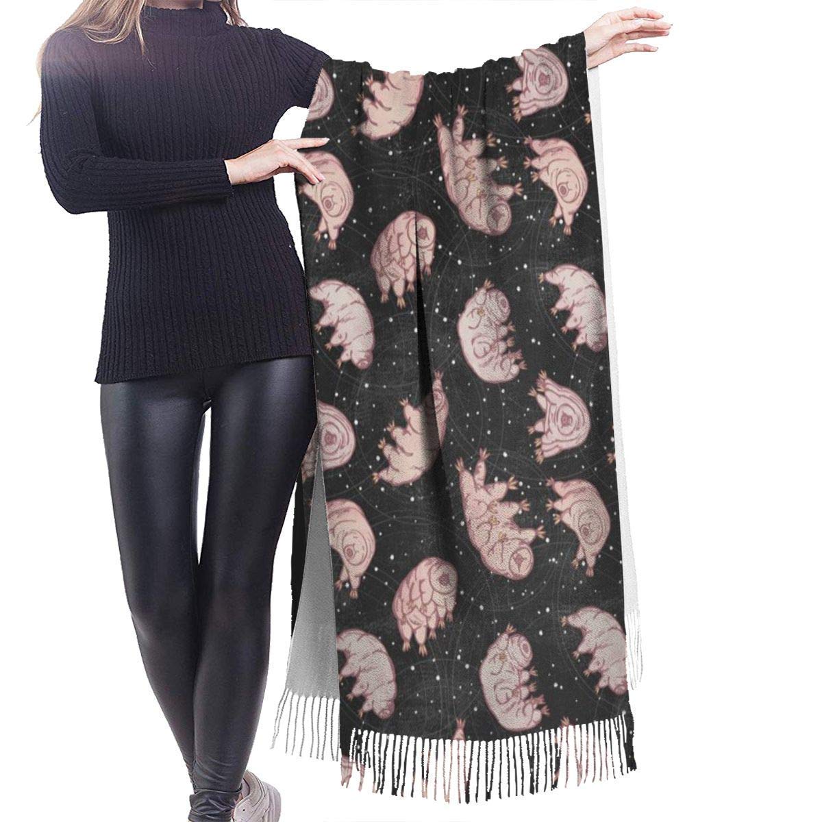 Reeset Unisex As Picture Tardigrades In Space Black Women Fringed Scarf Large Soft Cashmere Feel Shawls Wraps Light Stole 196X68 Cm