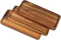 Vista 3 de GNIEMCKIN Bandeja de madera para servir, 11.8 x 5.1 pulgadas, juego de 5, bandeja de madera de acacia, perfecta para servir embutidos, postres