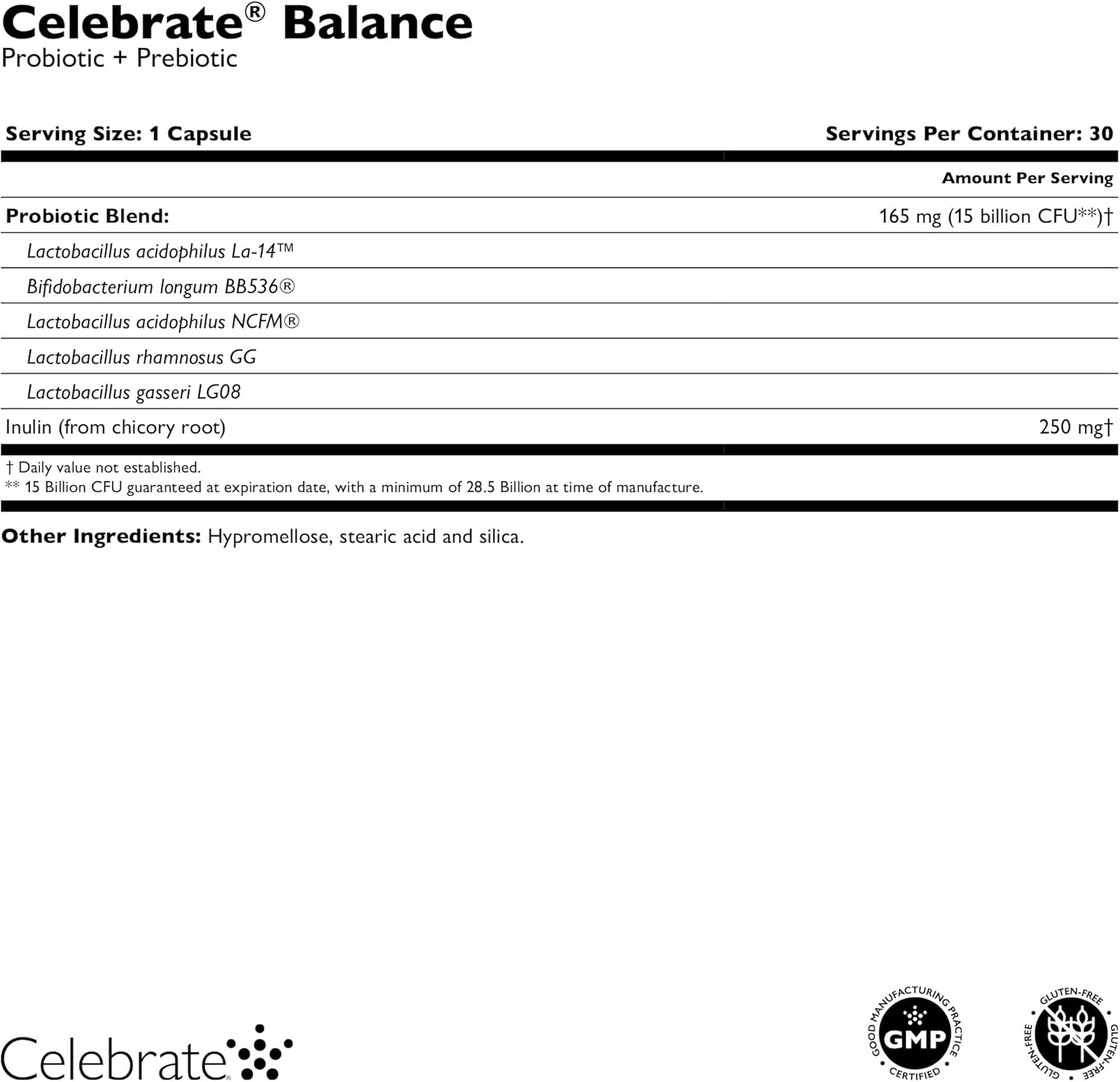 Celebrate Vitamins Balance Probiotic + Prebiotic - Post Bariatric Surgery Daily Supplement for Women & Men, 28.5 Billion CFU - Supports Digestive & Immune Health, Gluten Free (30 Capsules)