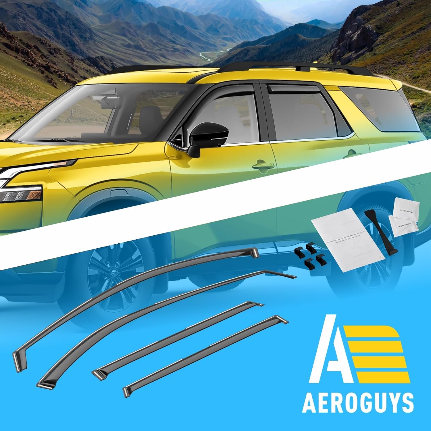 Extra Durable Window Deflectors in-Channel Window Visors Rain Guards Fit for Nissan Pathfinder 2022-2026, Sun Visors, Wind Vent for Shades, Exterior Car Accessories - 4pcs. AG0772