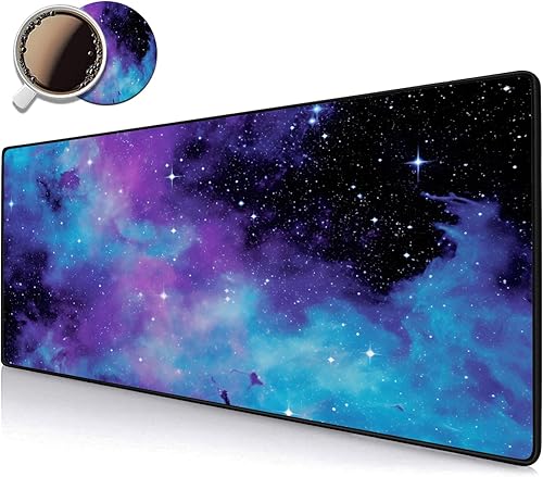 Alfombrilla de mouse para juegos con juego de posavasos, diseño de bordes cosidos, alfombrilla de mouse grande XXL para computadoras portátiles,