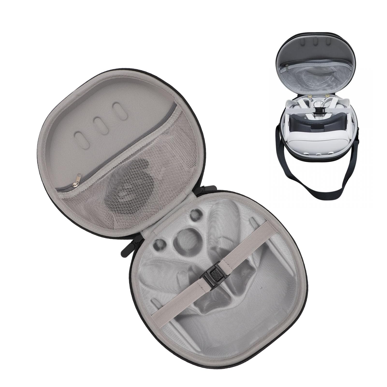Fockety Custodia Da Trasporto per Visore Meta 3 VR, Custodia Protettiva Da Viaggio Con Tracolla, Rigida Antiurto per Accessori 3, per Viaggi e Archiviazione A CASA (BLACK)