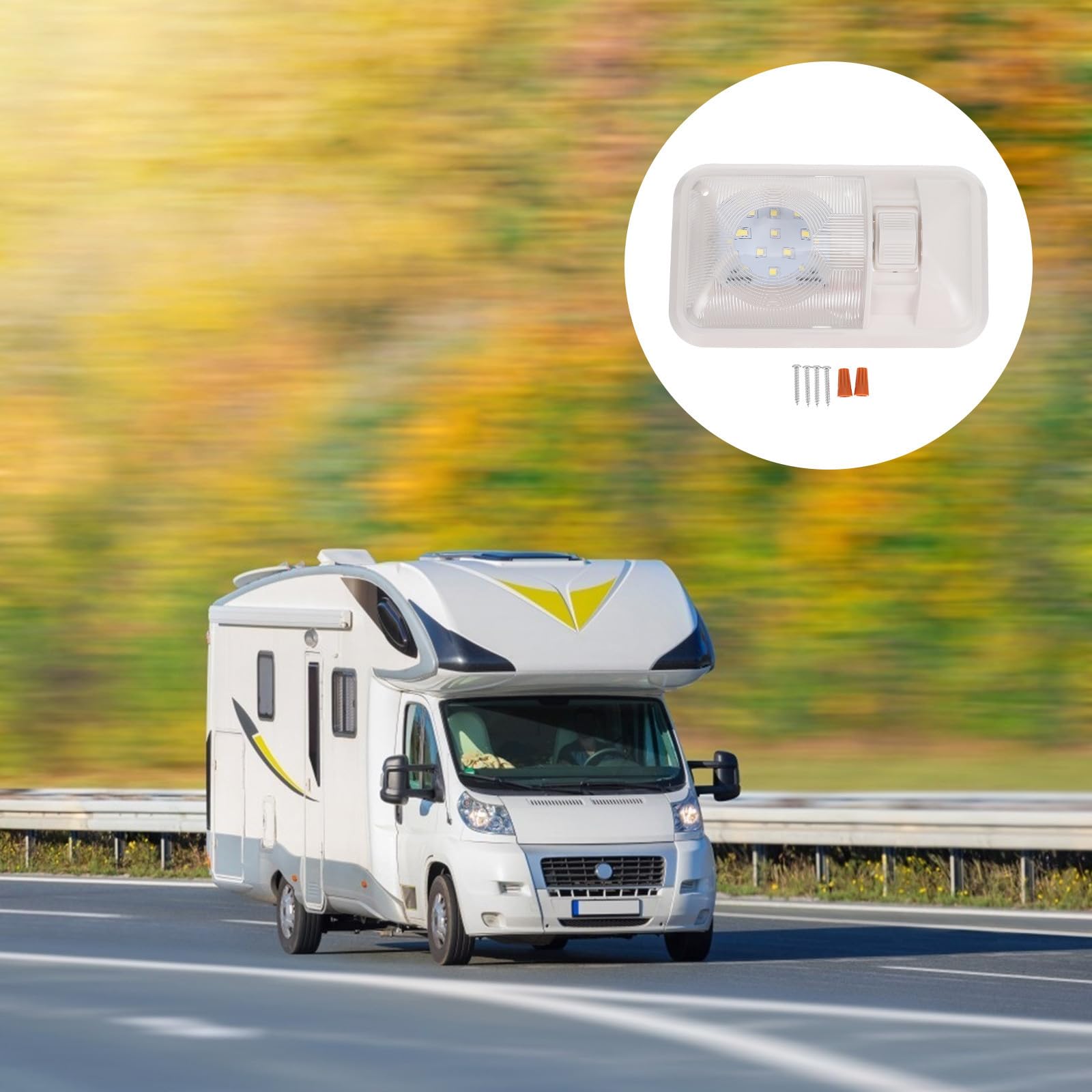 Plafonnier Économie D'énergie et Abs en Éclairage Confortable LED 12v avec Interrupteur Trois Voies Lumière Intérieure Blanche pour Camping-car pour Vr et Camion