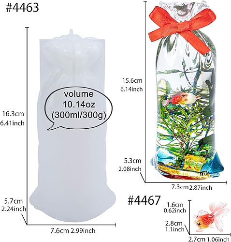 Miniatura 2 de Bolsa de acuario Molde de Resina de Silicona Miniatura Diorama Terrario Fish Tank Herbario 10oz 6.4 pulgadas de Alto