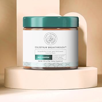 Happy Mammoth Triple Source Colostrum Powder Supplement for Gut Lining Maintenance | High in Immunoglobulins & Lactoferrin | Bovine, Sheep, Goat | Grass-Fed, European Ethical Sourced |24 Servings
