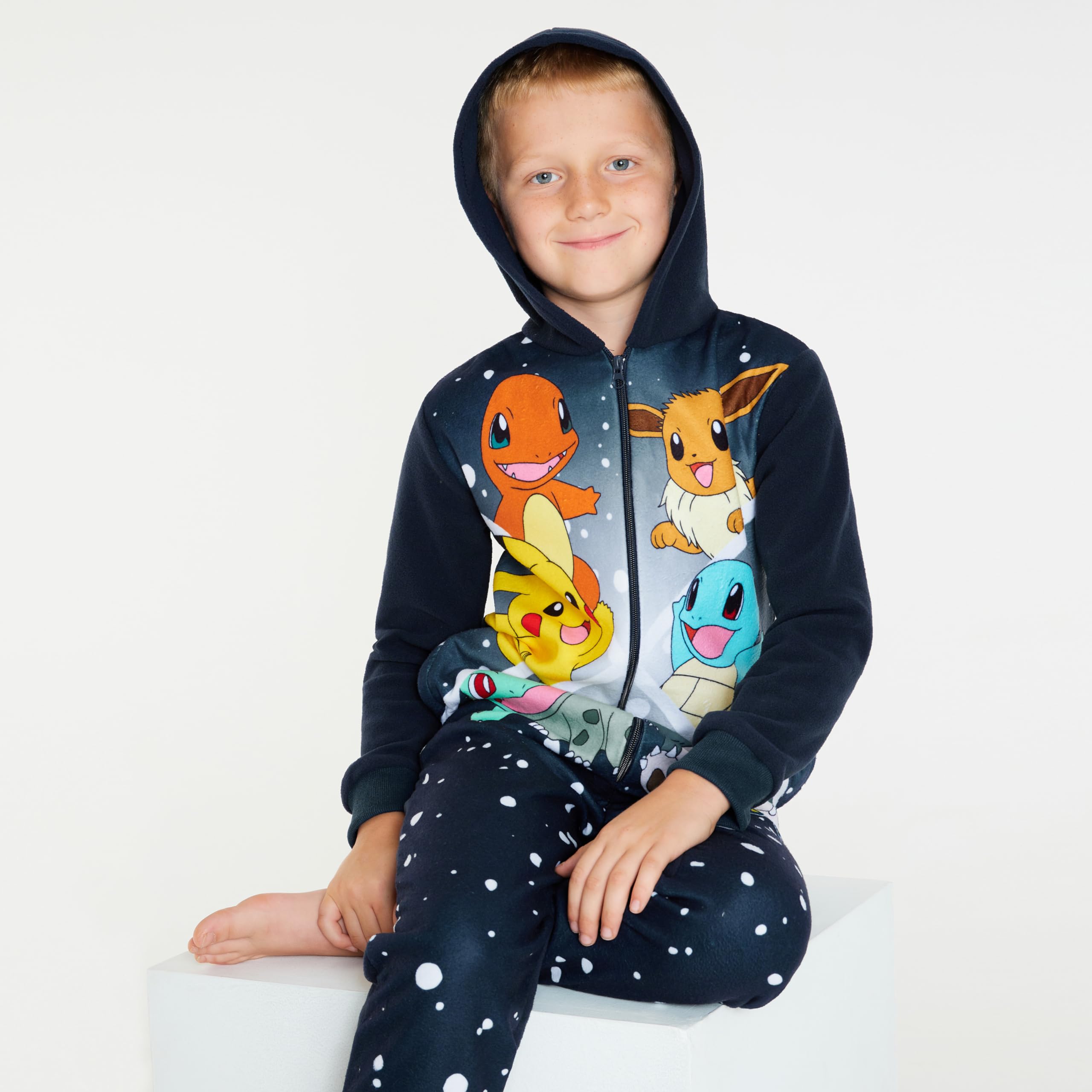 Pokemon Onesie kombinezon dla chłopców w wieku 4-14 lat, kombinezon dla chłopców - przytulny kombinezon dla dzieci - piżama chłopięca