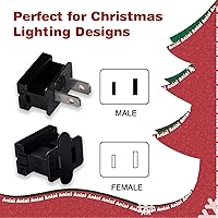 Vista 2 de SPT-1 Vampire Plugs 20 piezas Negro – Enchufe deslizante hembra y macho, enchufe eléctrico de repuesto para luces de decoración de Navidad