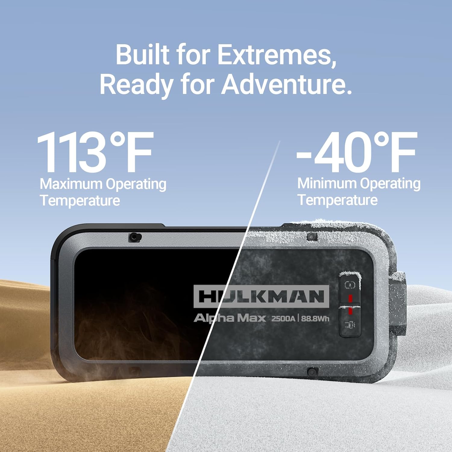 Hulkman Alpha Max Space Gray, 2500A 88.8Wh Car Battery Jump Starter with -40℉ Start Tech, 12V Portable Jump Box, 3.3" LED Display Jump Pack, Jumper Cables for Car Up to 9.0L Gas and 6.5L Diese Engines