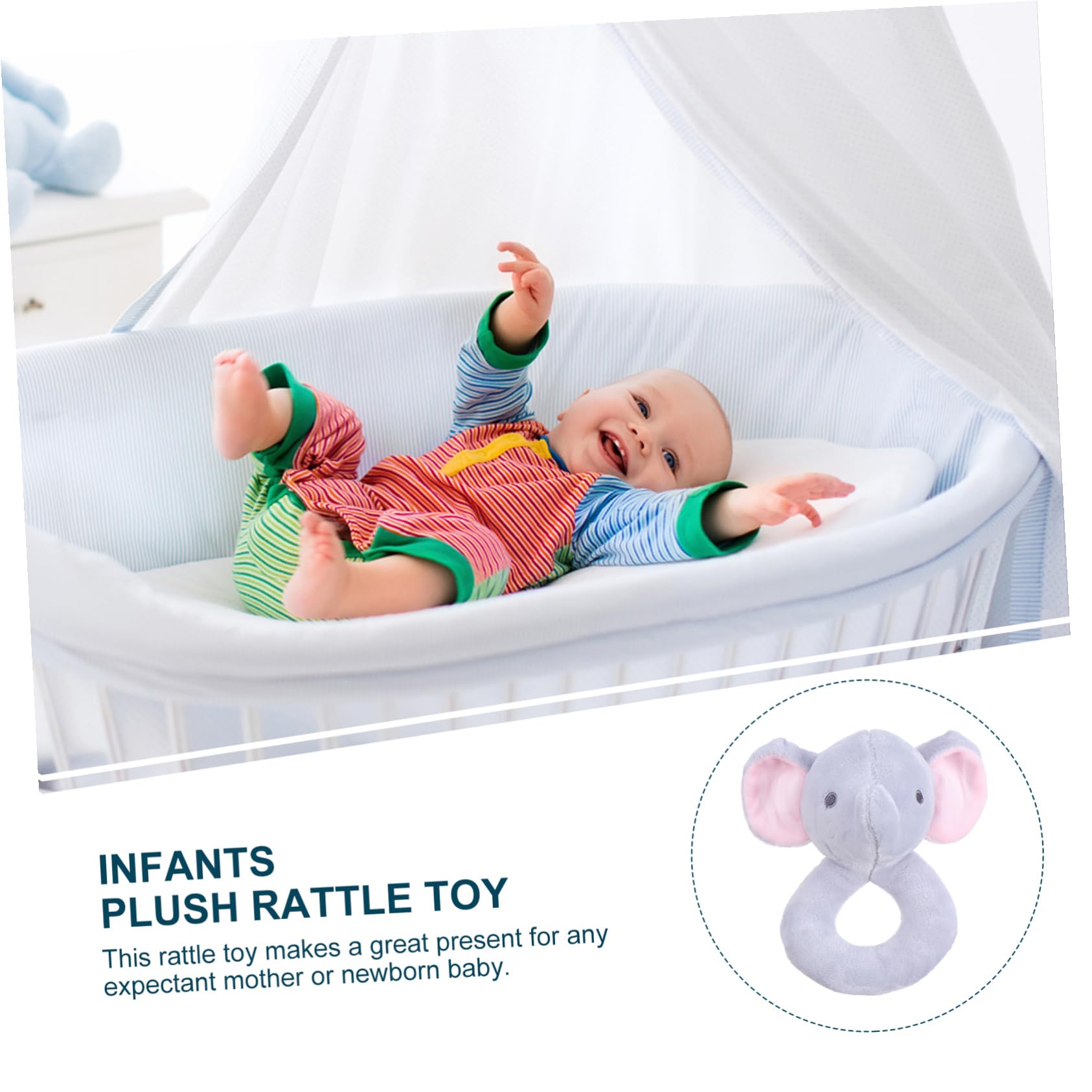 Garçon Fille Peluche Éléphant à Saisir Hochet à Secouer Grip Doux pour Nourrissons Développement Sensoriel et Motricité Fine Couleur Vive pour Garçons et Filles