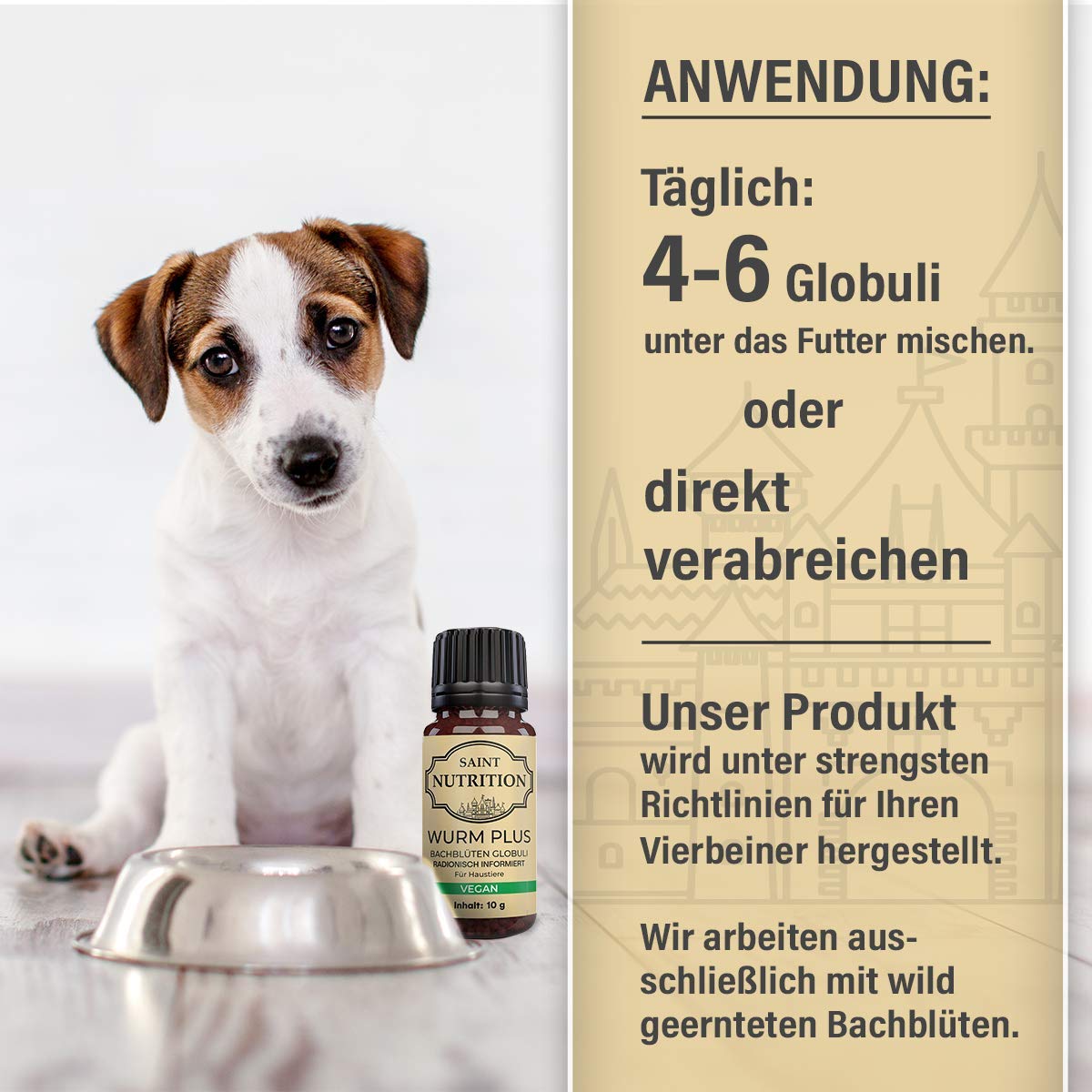 Saint Nutrition® GRANULES vermifuges véganes Anti-vers pour Animaux – Le Vermifuge antiparasitaire pour Chiens + Chats, Bien-être intestinal et végétalien pour Chien & Chat, Contient 10 g