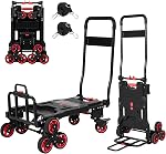 Aluminum Hand Truck Dolly Cart with 10" Pneumatic Tire,Hand Trucks Heavy Duty 600 LBS Capacity,Platform Hand Cart for Transport & Moving in Warehouse, Home, Supermarket