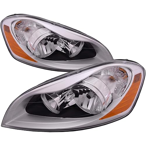 HEADLIGHTSDEPOT Chrome Housing Halogen Headlights Compatible with Volvo XC60 2010-2013 Includes Left Driver and Right Passenger Side Headlamps