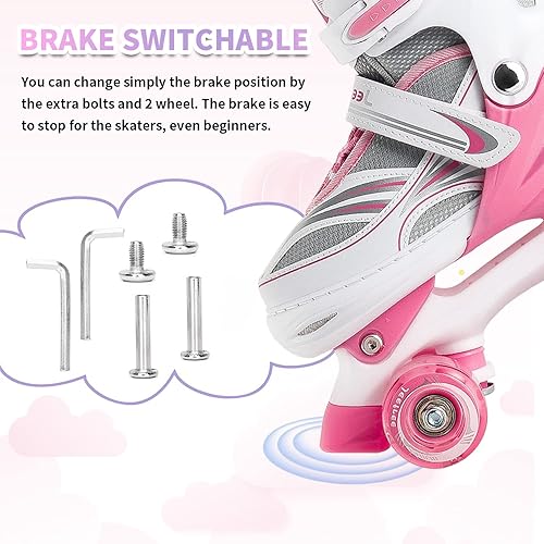 Miniatura 4 de Rainbow Unicorn 4 Size Adjustable Light up Roller Skates for Girls Boys for Kids，All 8 Wheels of Girl's Skates Shine,Safe and Fun for Kids