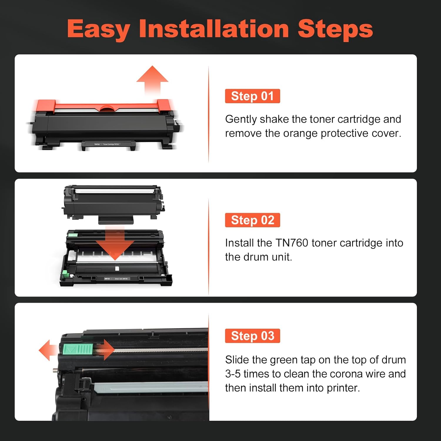 v4ink TN760 Toner Compatible Replacement for Brother TN760 TN-760 TN730 TN770 Toner Cartridge Black for Brother Printer HL L2350DW L2370DW L2390DW L2395DW MFC L2690DW L2710DW L2717DW L2750DW 4-Pack - Image 6