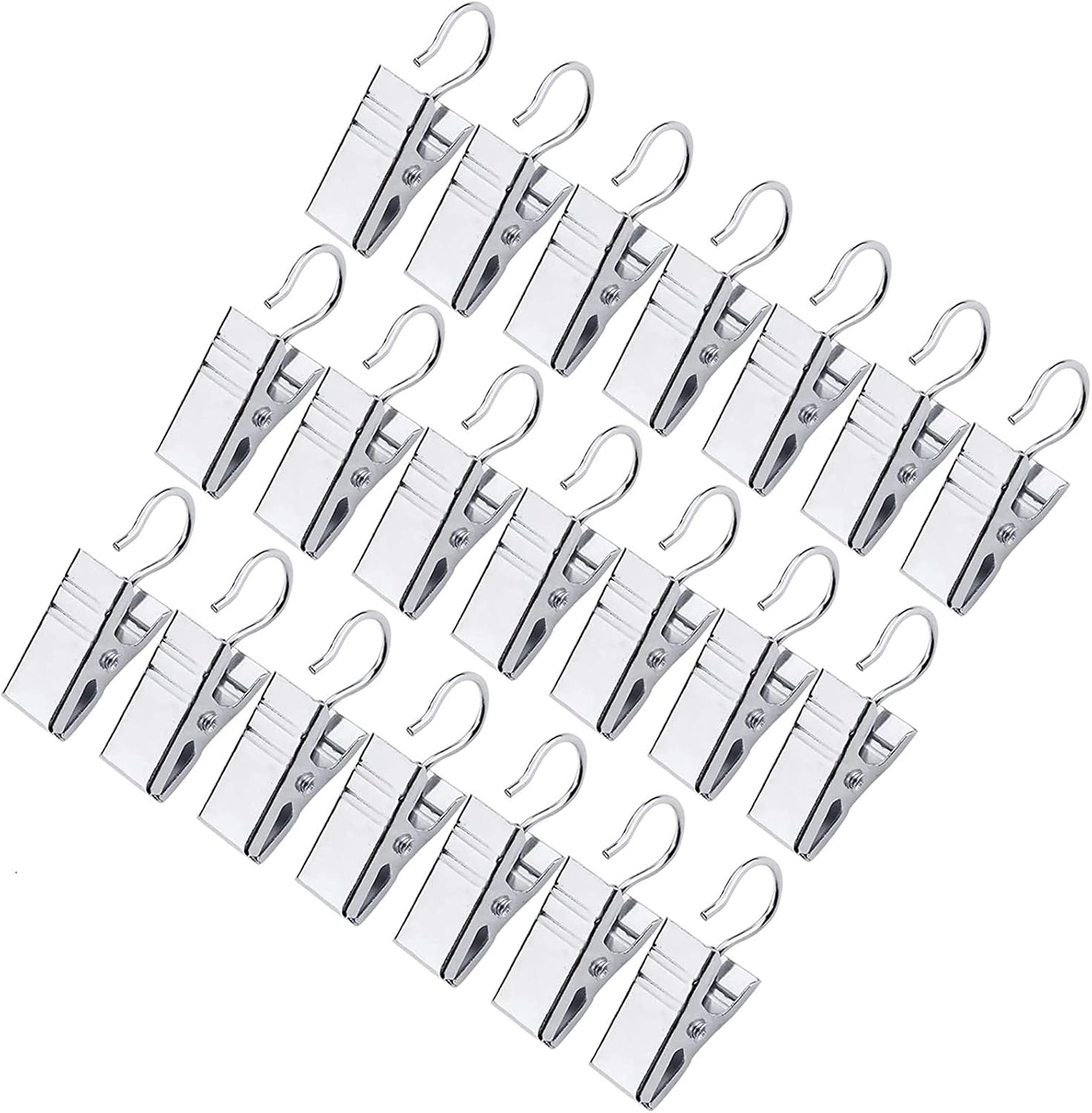 30 Pack Small Heavy-Duty Hook Clip Set Shower Curtain Clips for Curtain Hanger Lights Photos Home Decoration Art Craft Display Silver