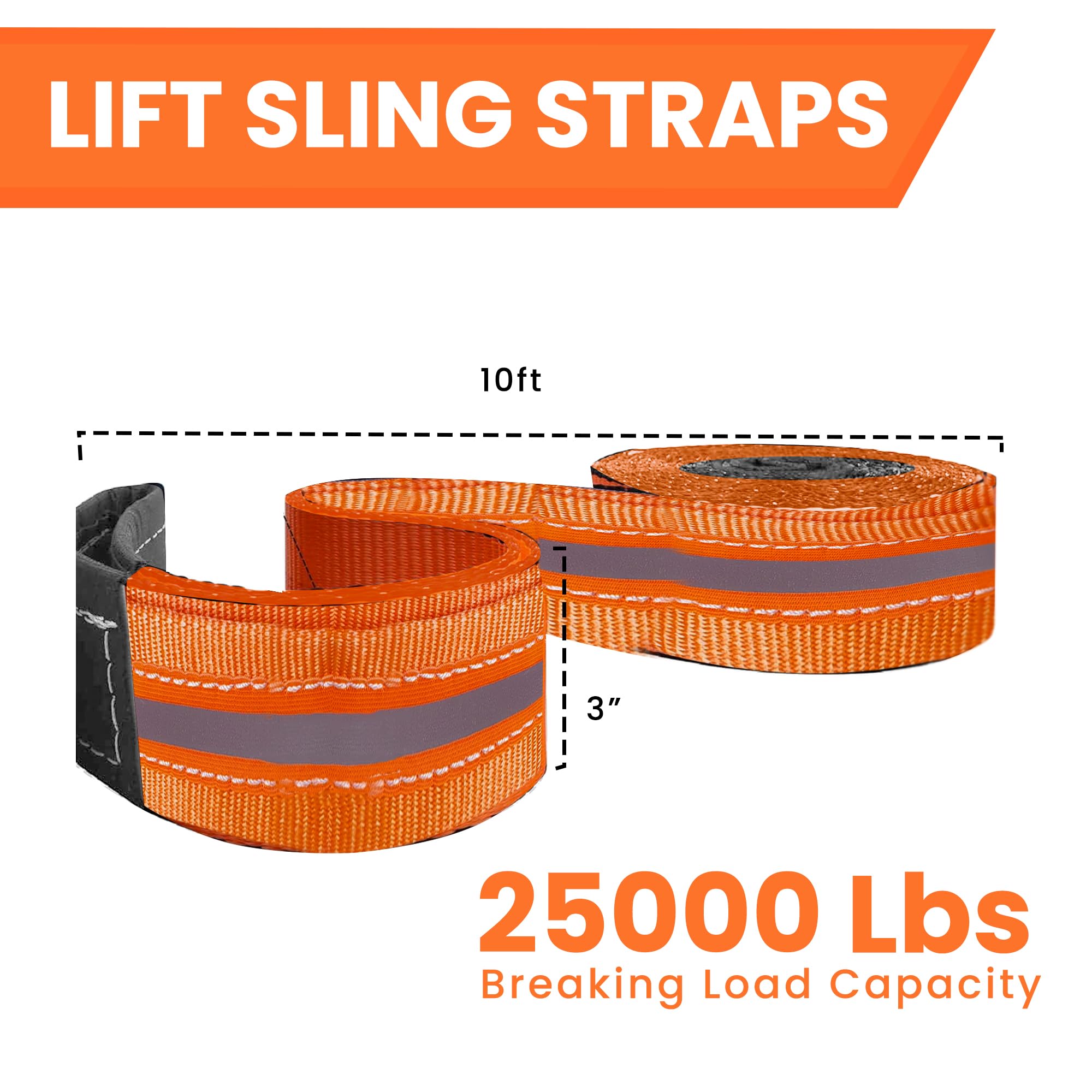 Heavy Duty Lift Straps - 25,000 Lb Capacity -3 Heavy Duty Lift Straps - 25,000 Lb Capacity -3