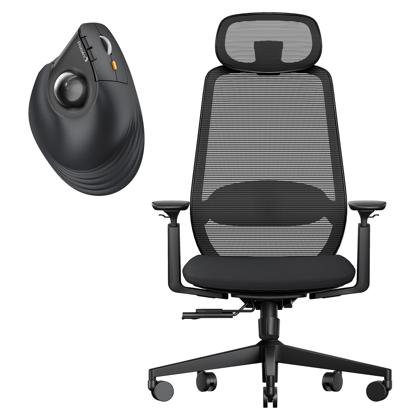 ProtoArc EM05 NL Vertical Trackball Mouse with EC200 Ergonomic Office Chair