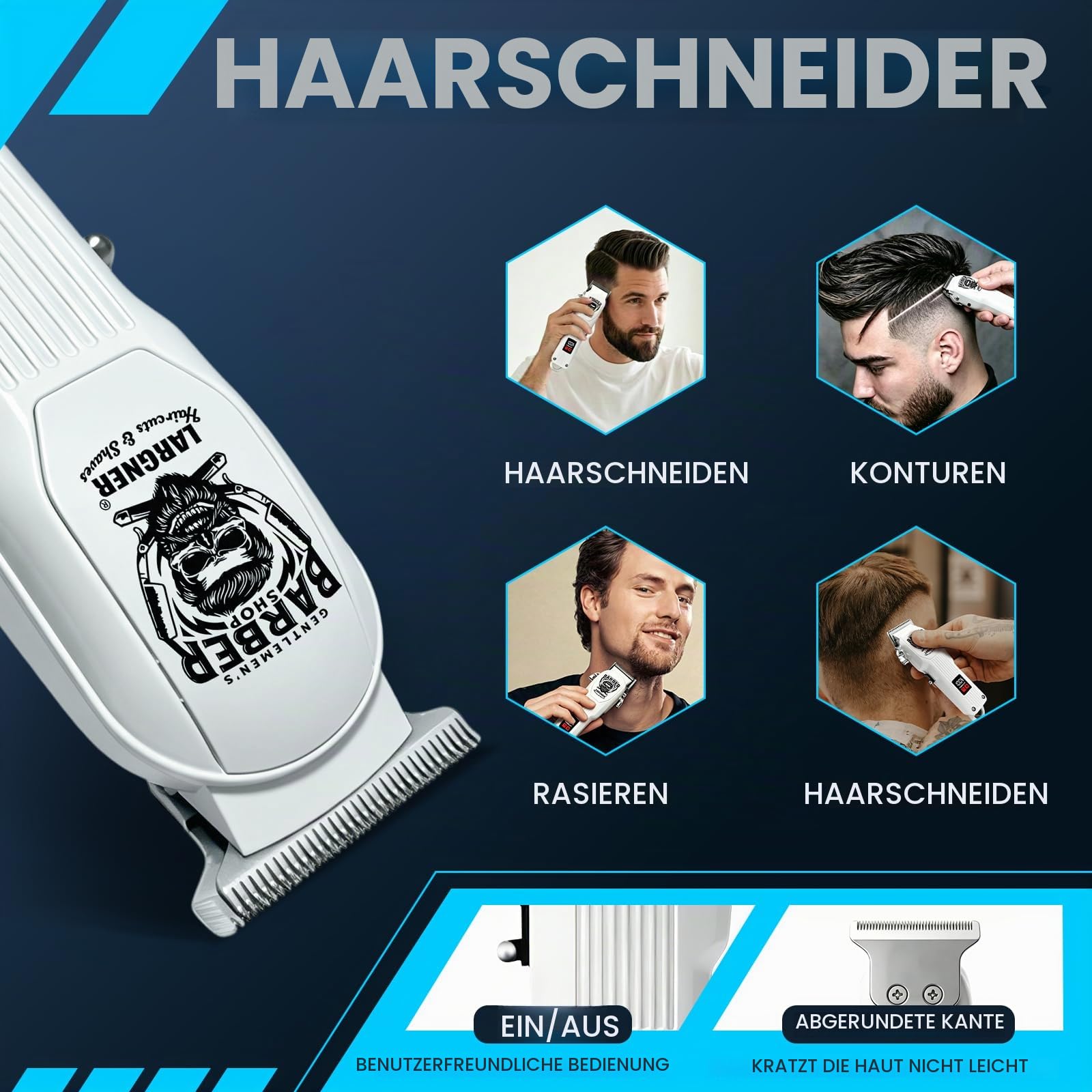 Professionelle Haarschneidemaschine für Männer, Kabellose Haarschneidemaschine Set, Wiederaufladbarer Bartschneider, Elektrorasierer, LCD-Display, 8 Führungskämme, komplettes Barber Kit