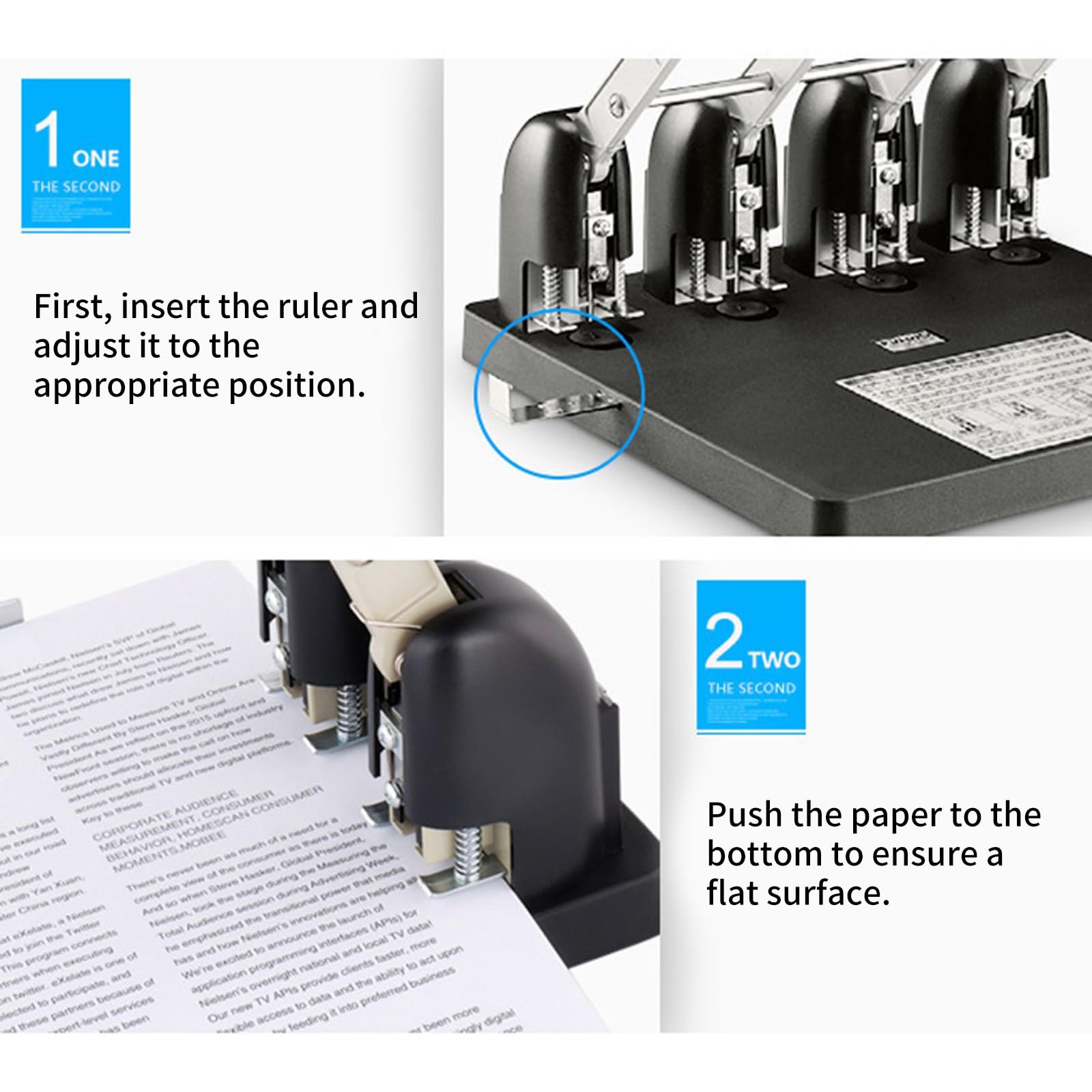 Puncher di carta del foro della maniglia ergonomica di capacità elevata di 150 fogli della perforatrice 4 del foro di dovere 4 per ed uso industriale